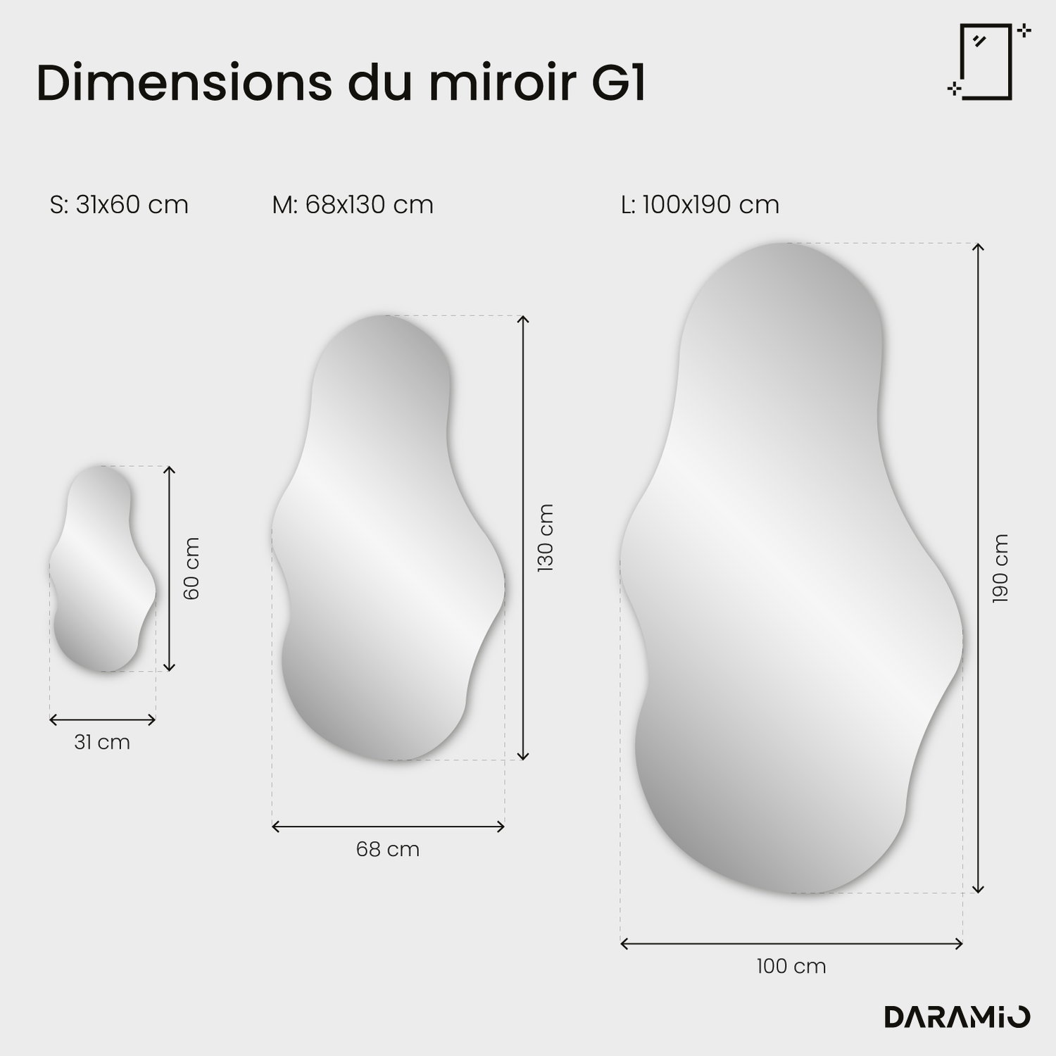 Miroir LED ondulé G1 31x60 cm