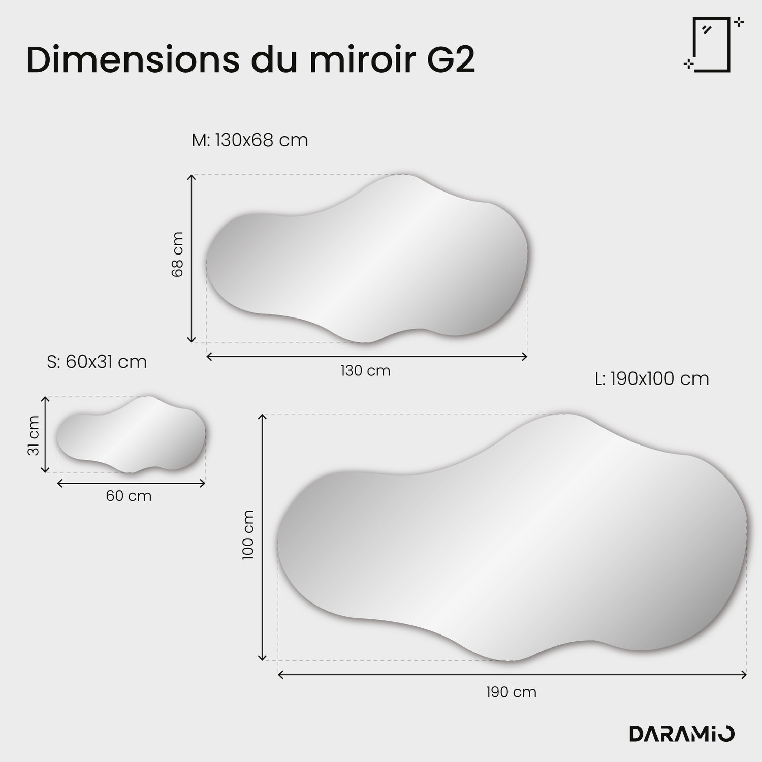 Miroir LED en forme de nuage G2 60x31 cm