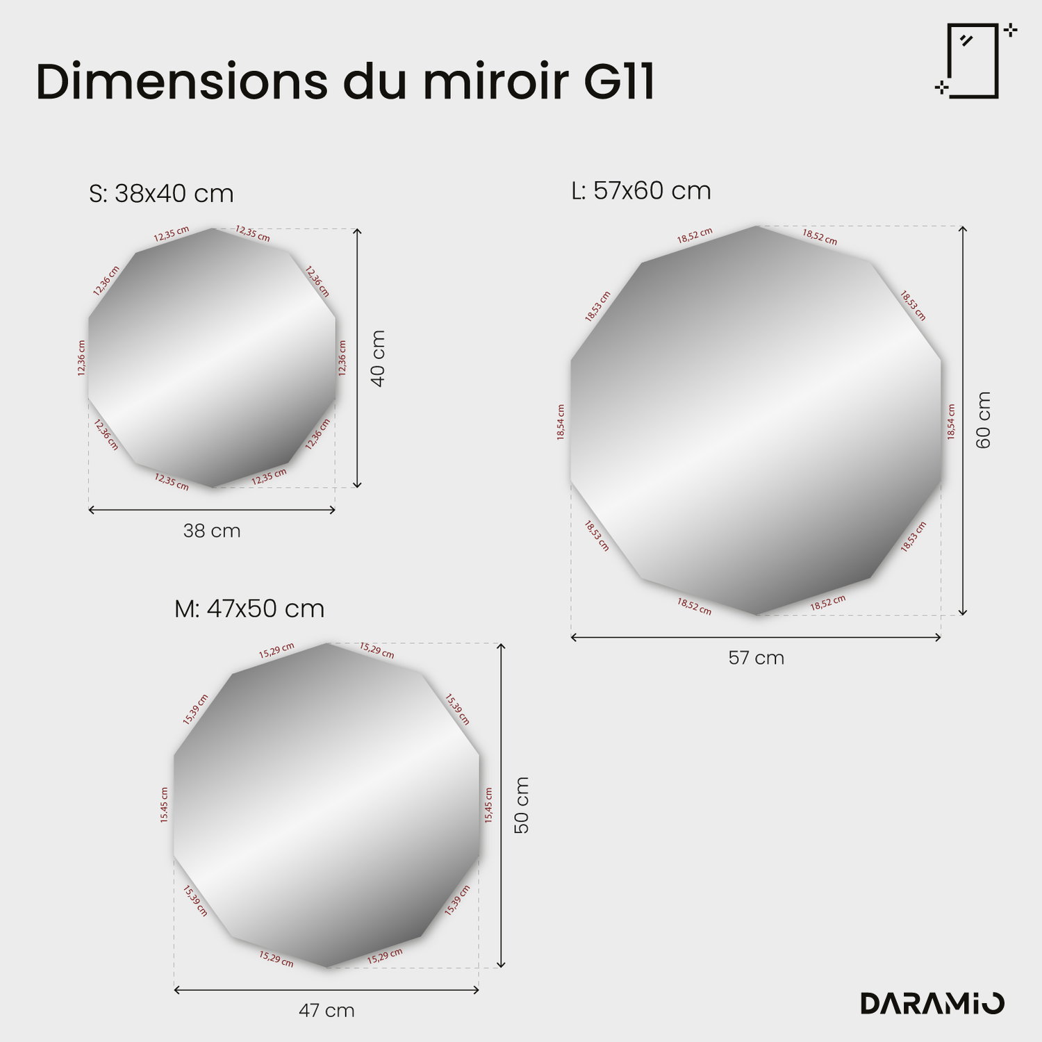 Miroir LED géométrique G11 38x40 cm