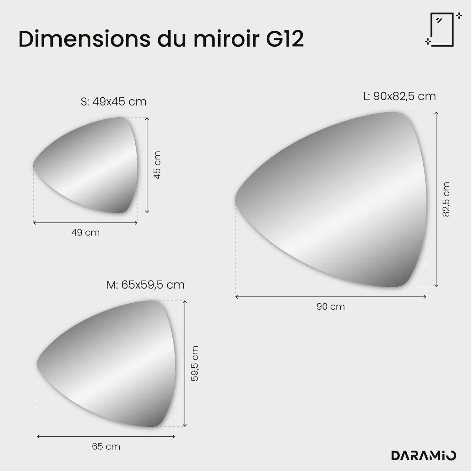 Miroir LED triangulaire G12 49x45 cm