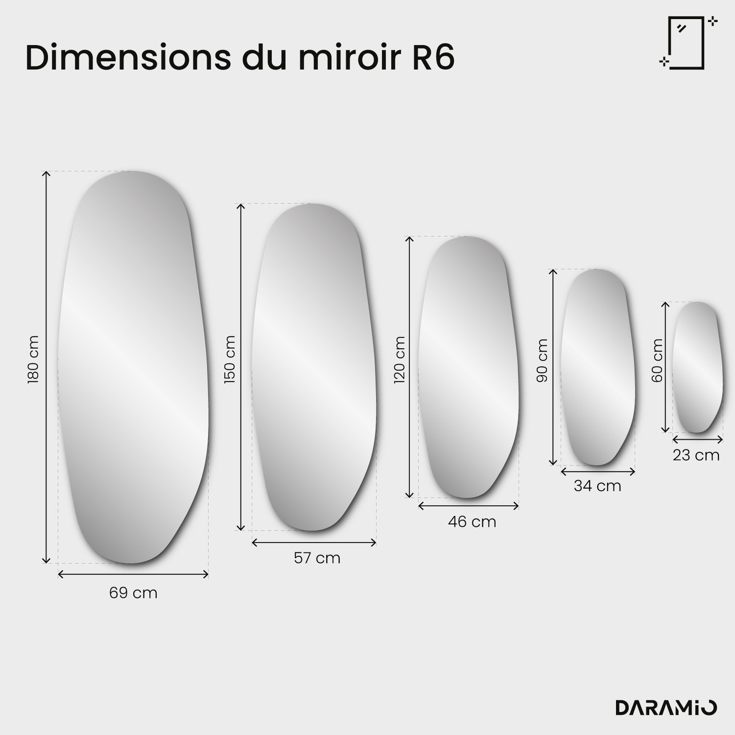 Miroir ovale biseauté Pure R6 23x60 cm