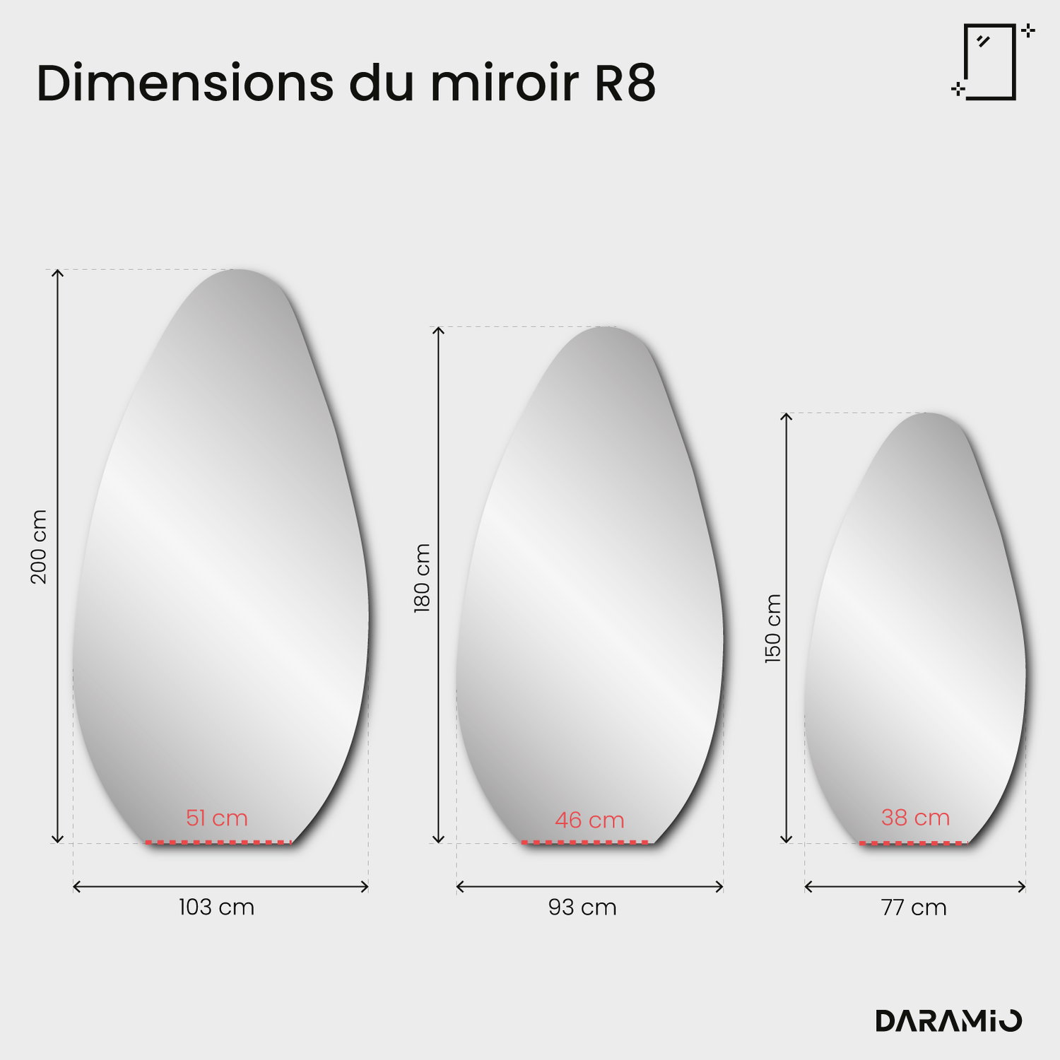 Miroir Pure R8 77x150 cm