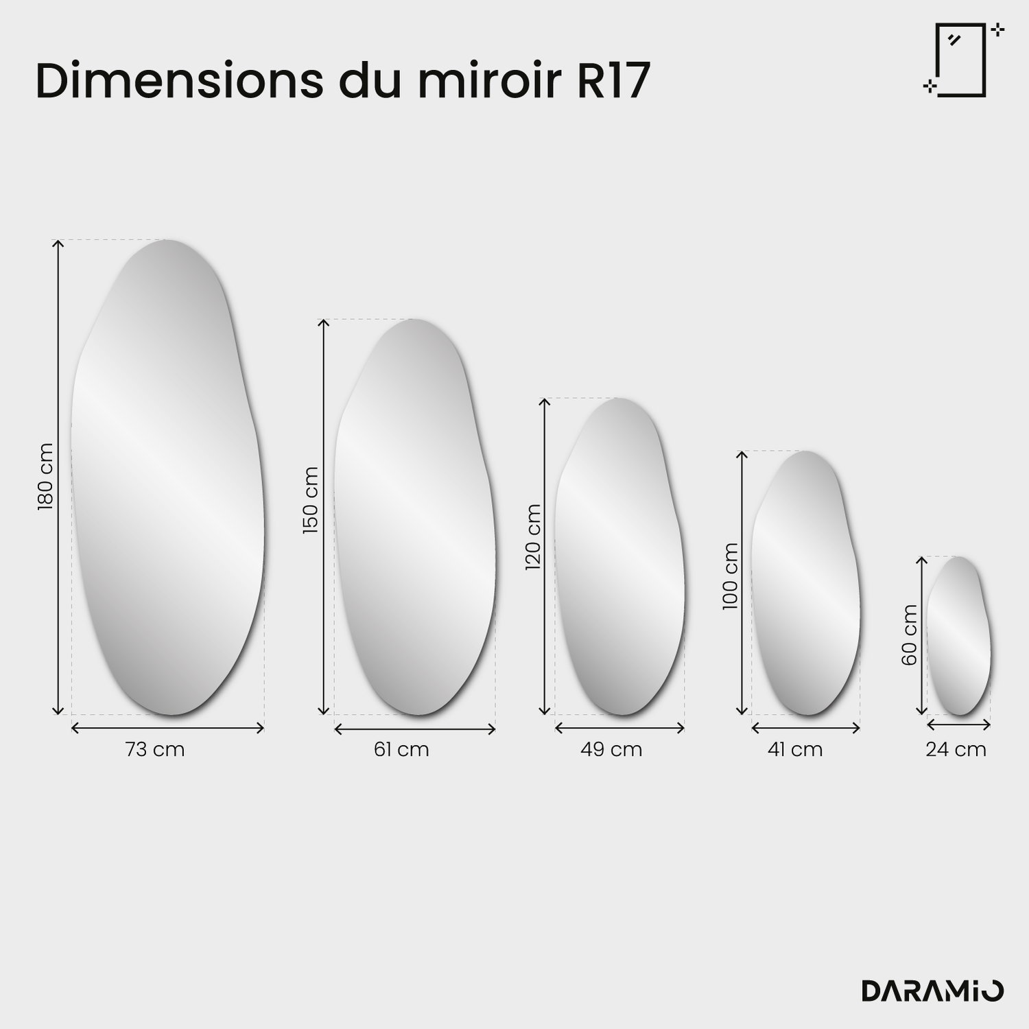 Miroir Pure R17 24x60 cm