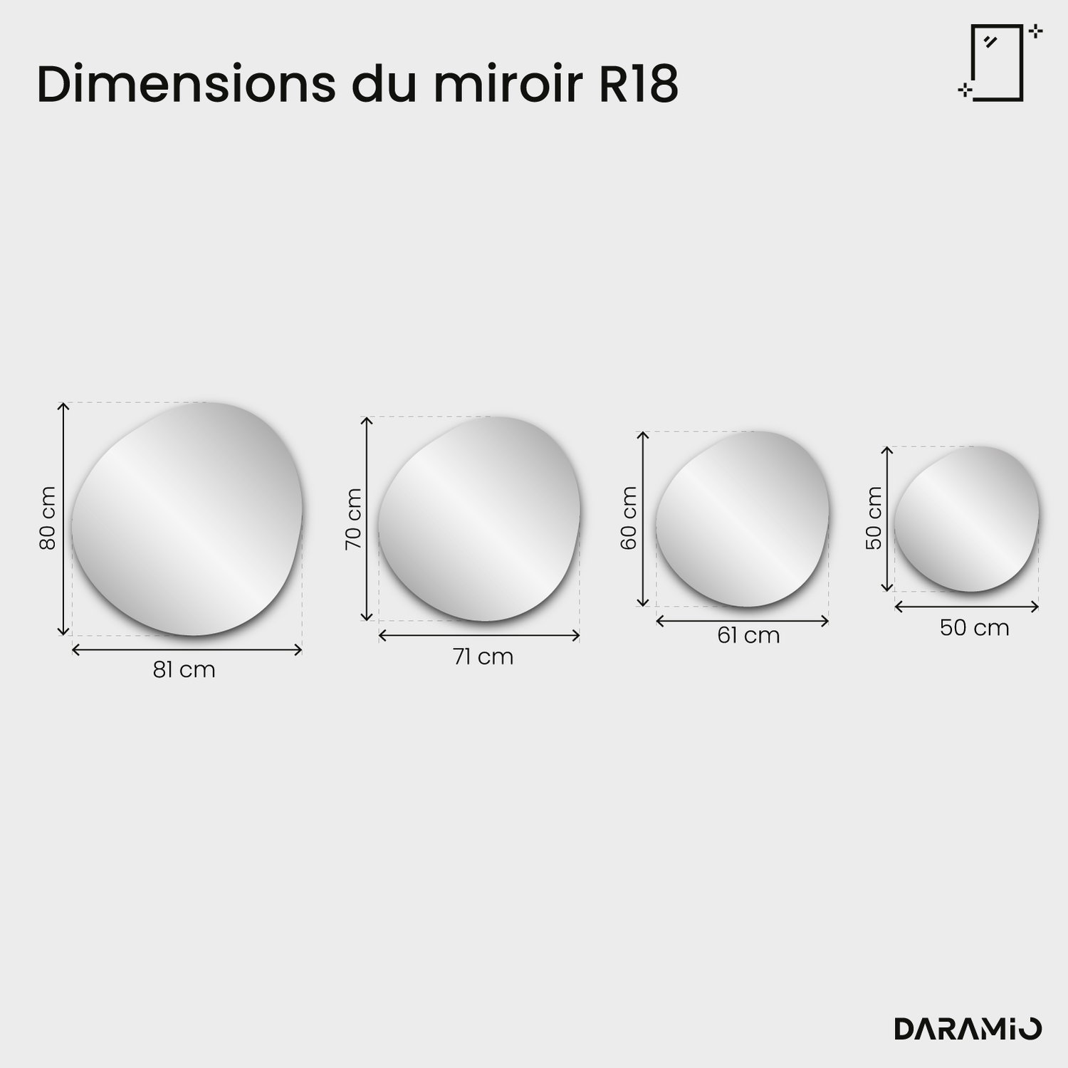 Miroir Pure R18 50x50 cm