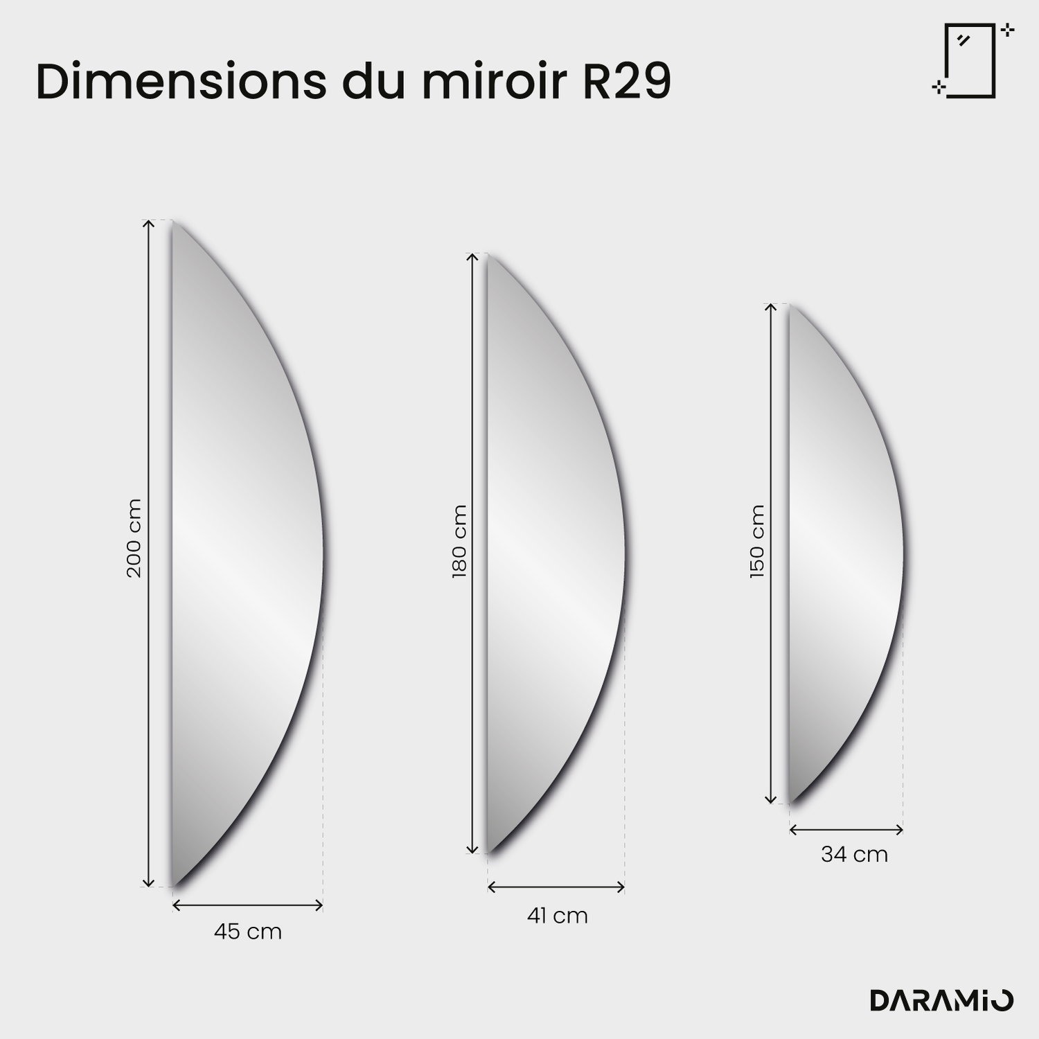 Miroir Pure R29 34x150 cm