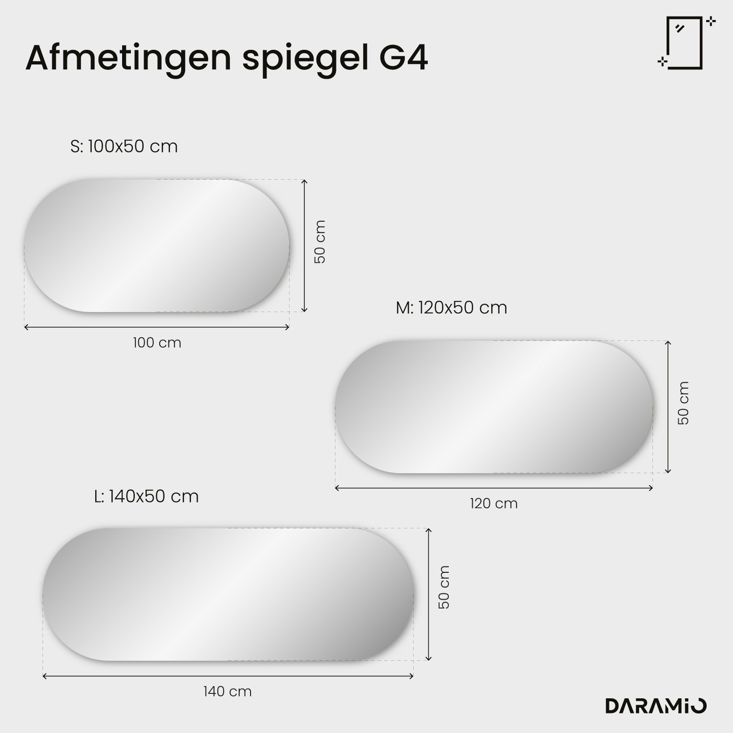 Capsulevormige spiegel met LED-verlichting G4 100x50 cm