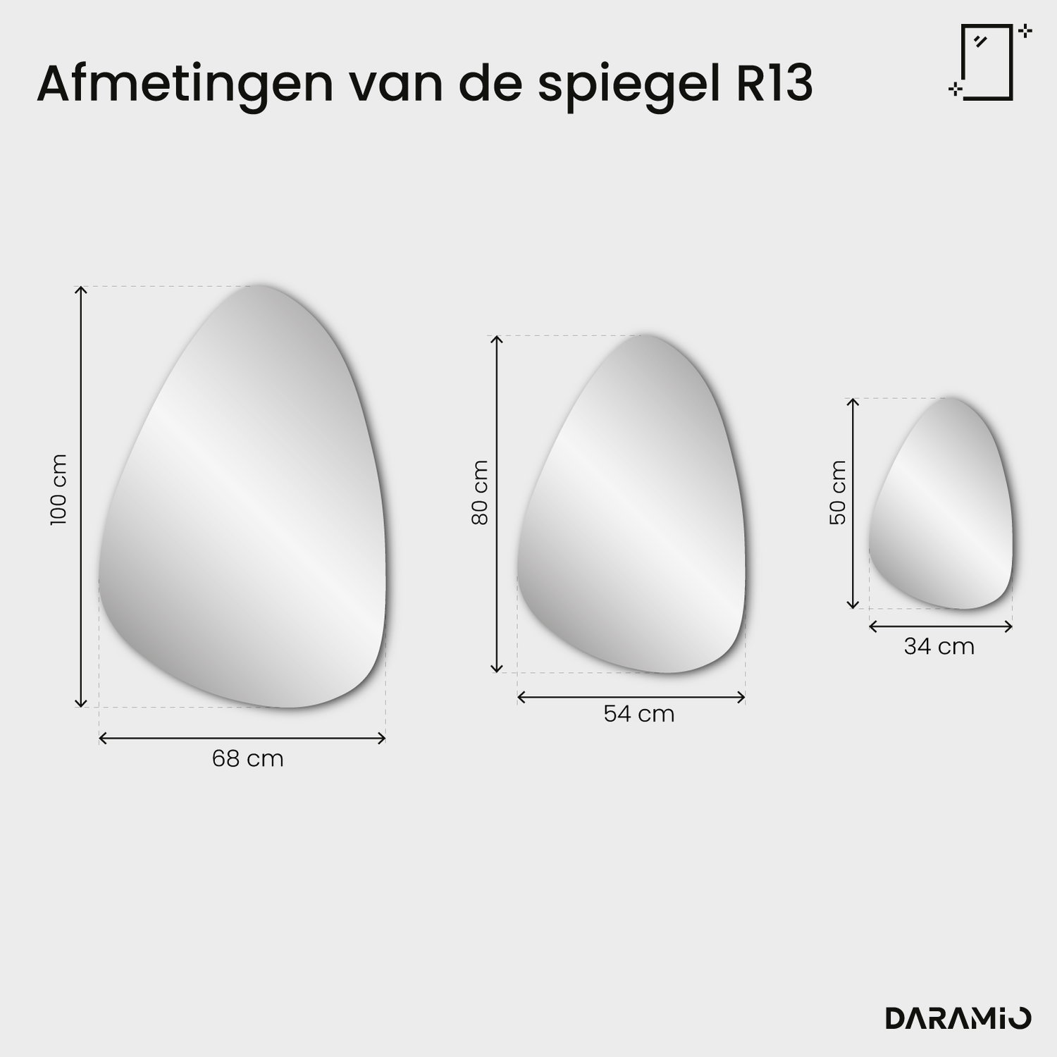 Spiegel Pure R13 34x50 cm