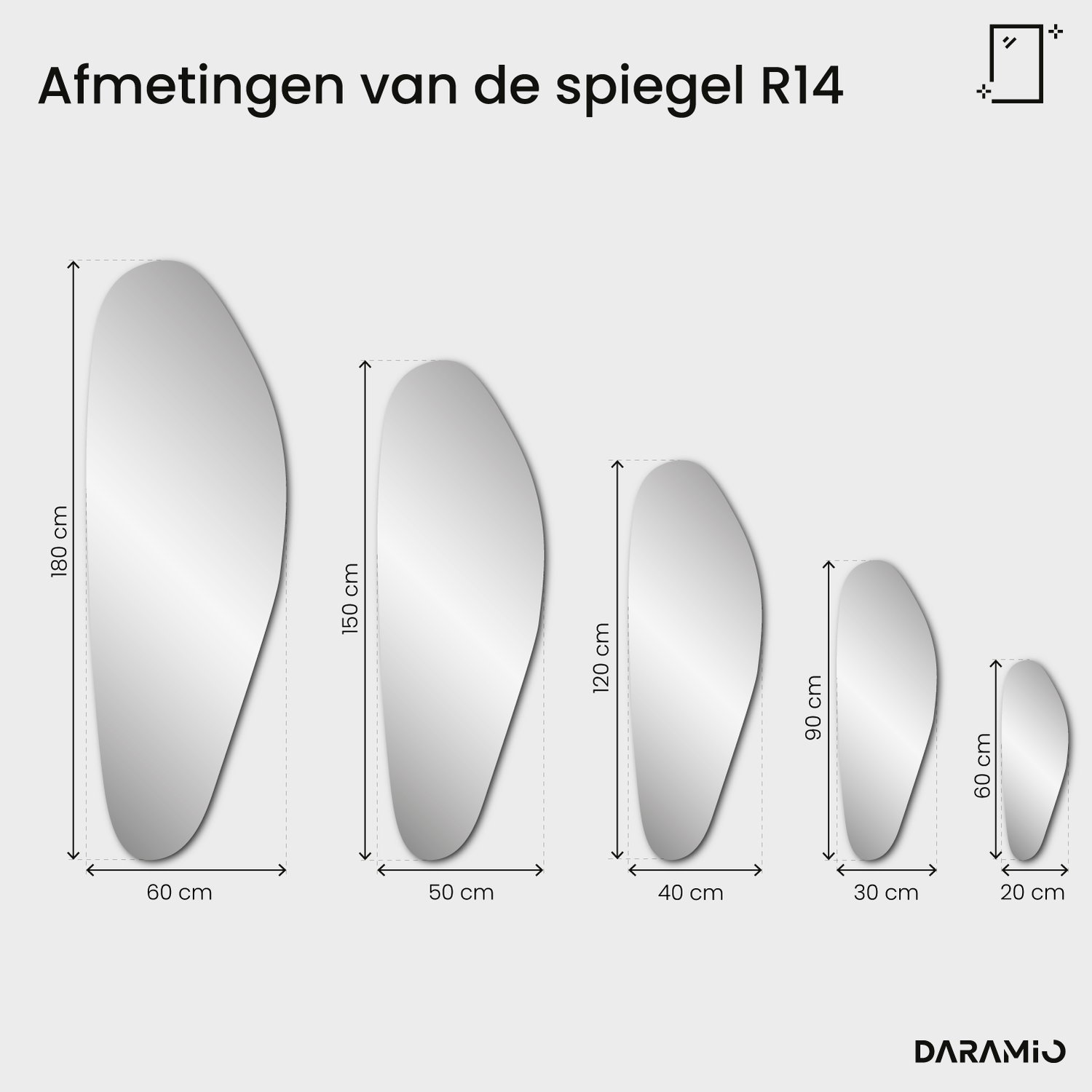 Spiegel Pure R14 20x60 cm
