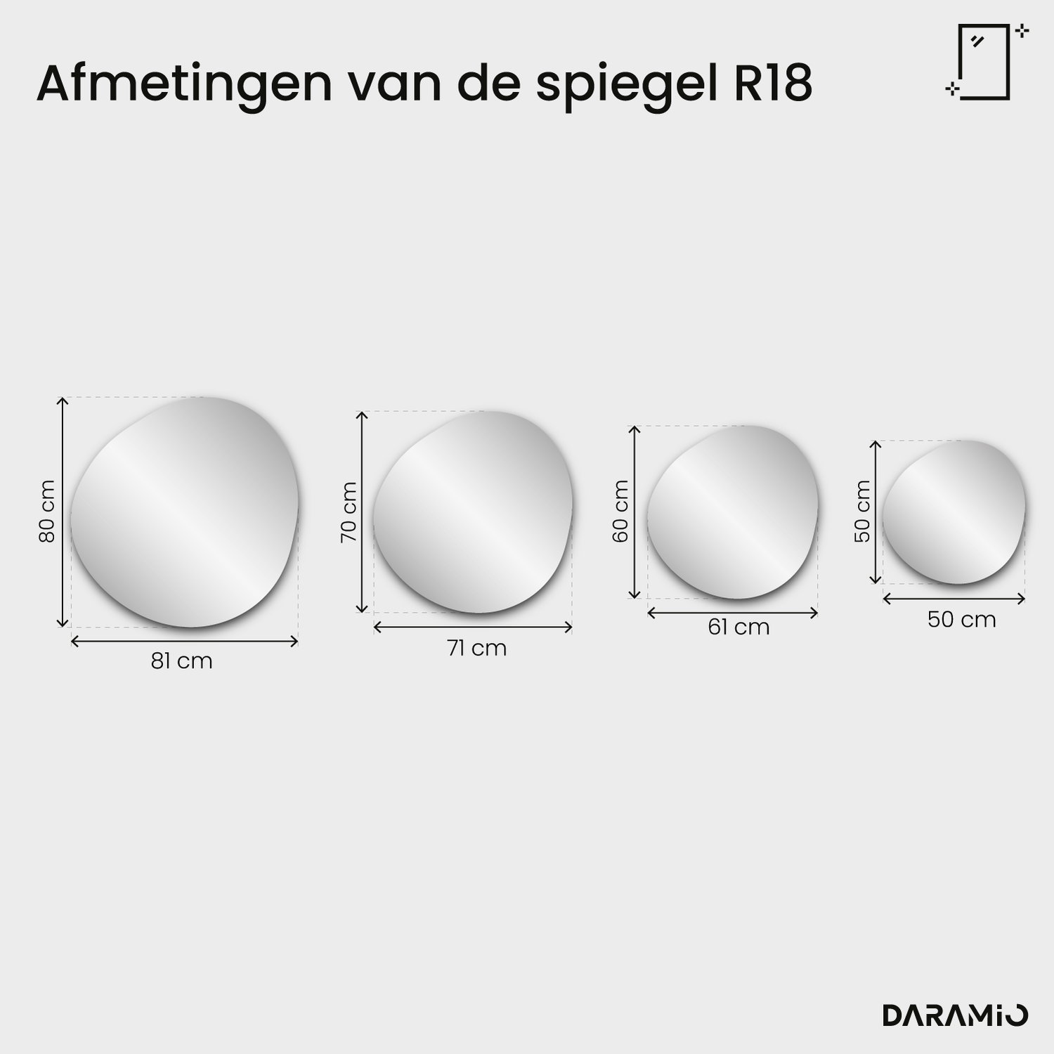 Spiegel Pure R18 50x50 cm