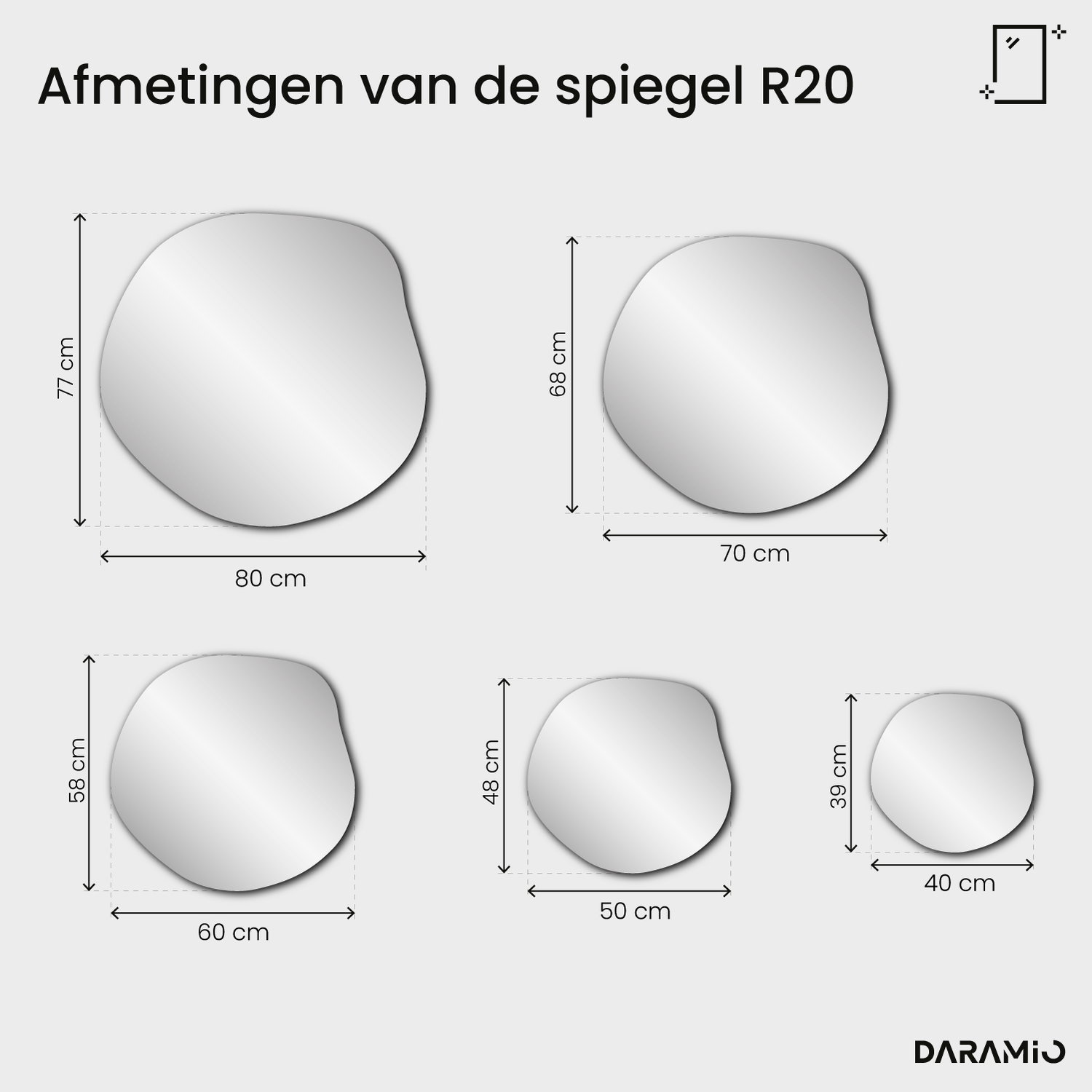 Spiegel Pure R20 40x39 cm