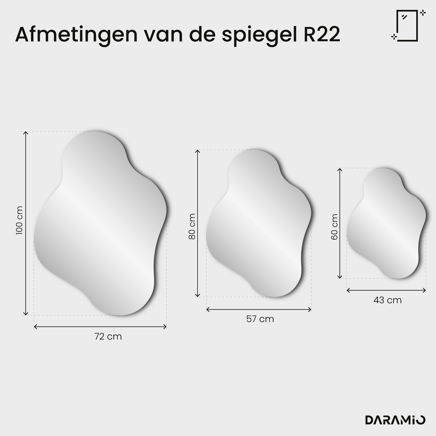 Spiegel Pure R22 43x60 cm