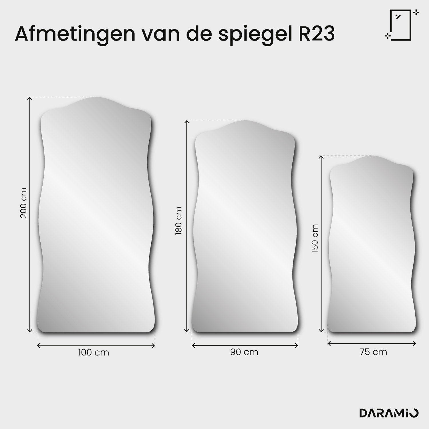 Spiegel Pure R23 75x150 cm
