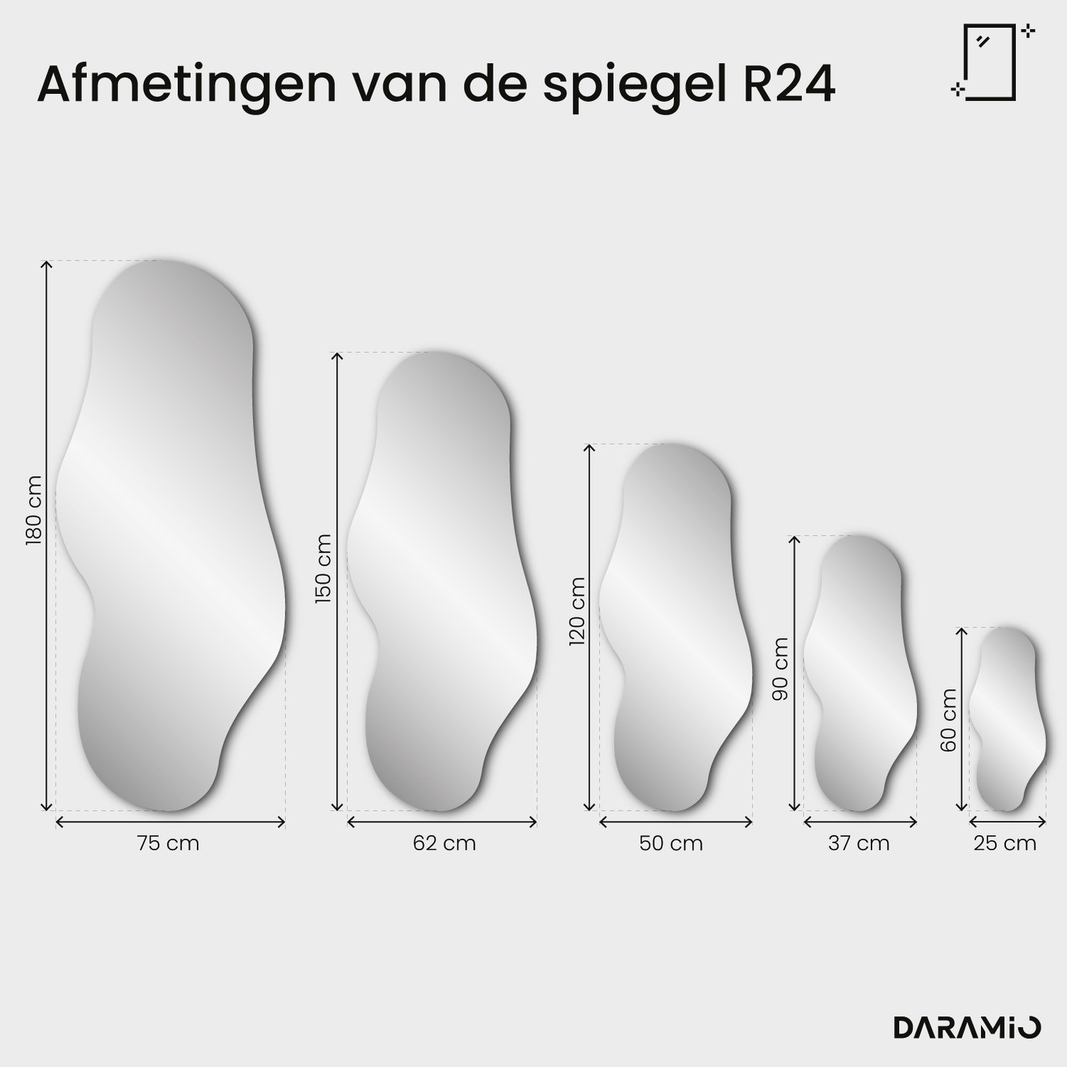 Spiegel Pure R24 25x60 cm