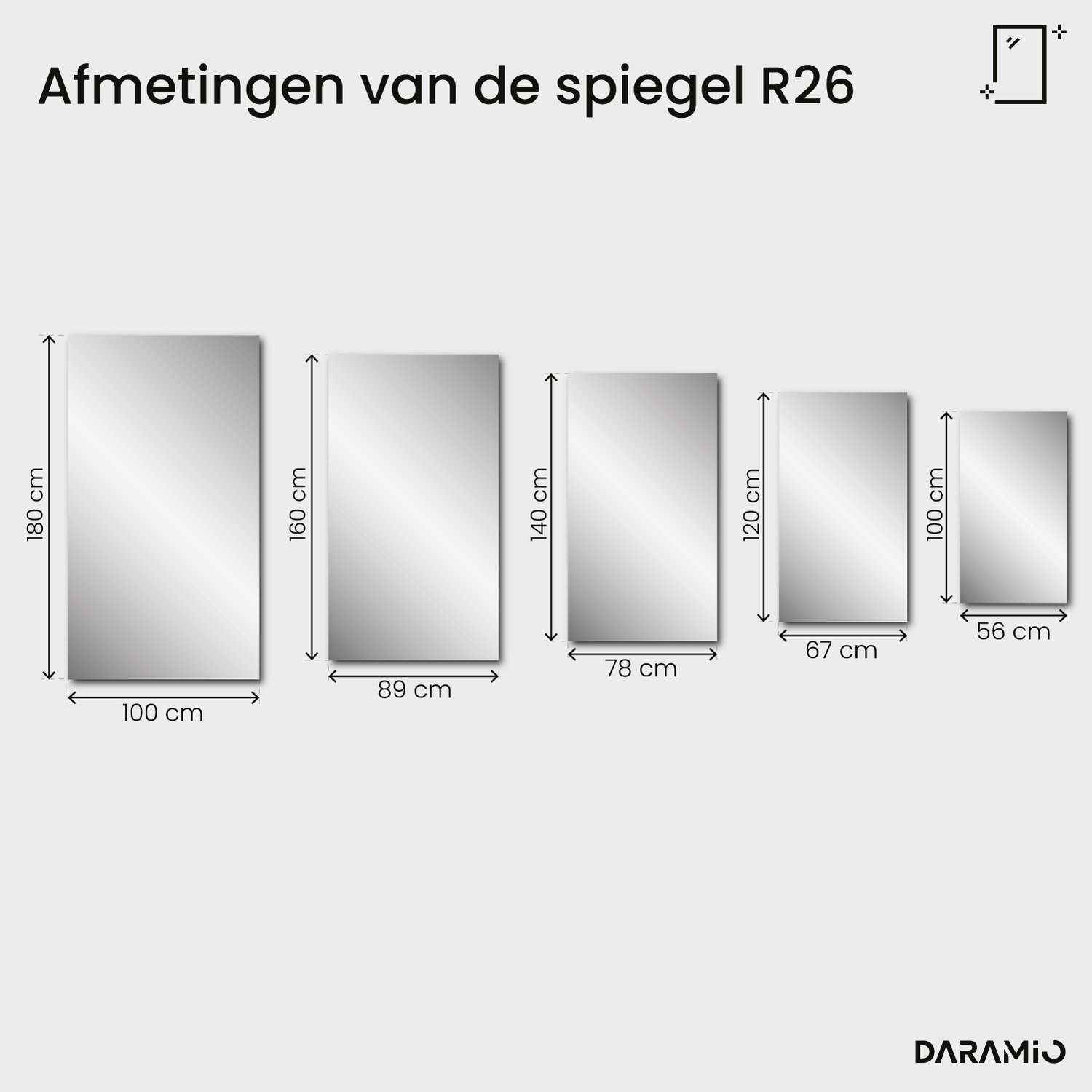 Rechthoekige spiegel met facetrand – Pure Collection R26 56x100 cm