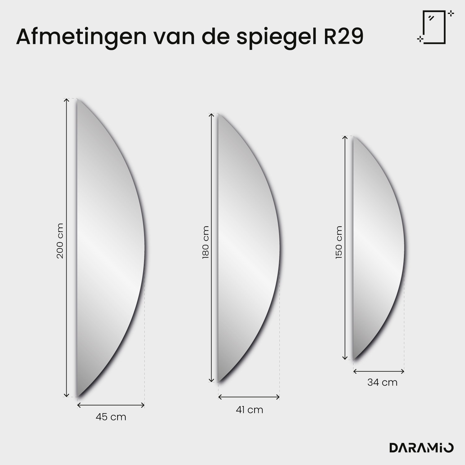 Spiegel Pure R29 34x150 cm