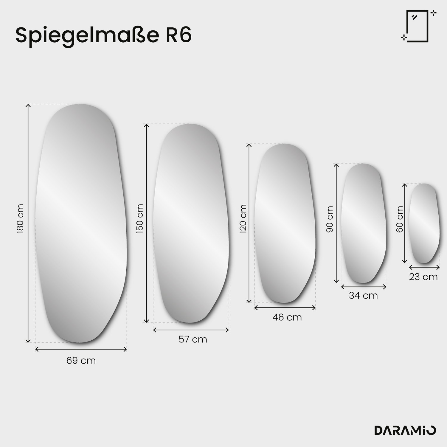 Ovaler Spiegel mit Facette – Pure Collection R6 23x60 cm