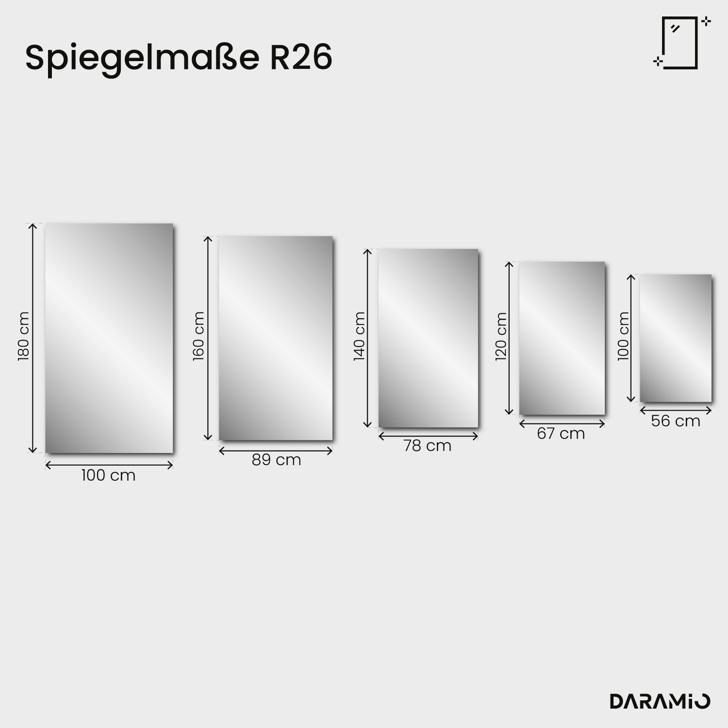 Rechteckiger Spiegel mit Facette – Pure Collection R26 56x100 cm