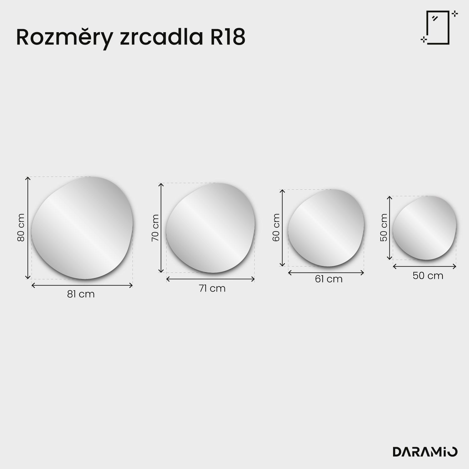 Zrcadlo Pure R18 50x50 cm