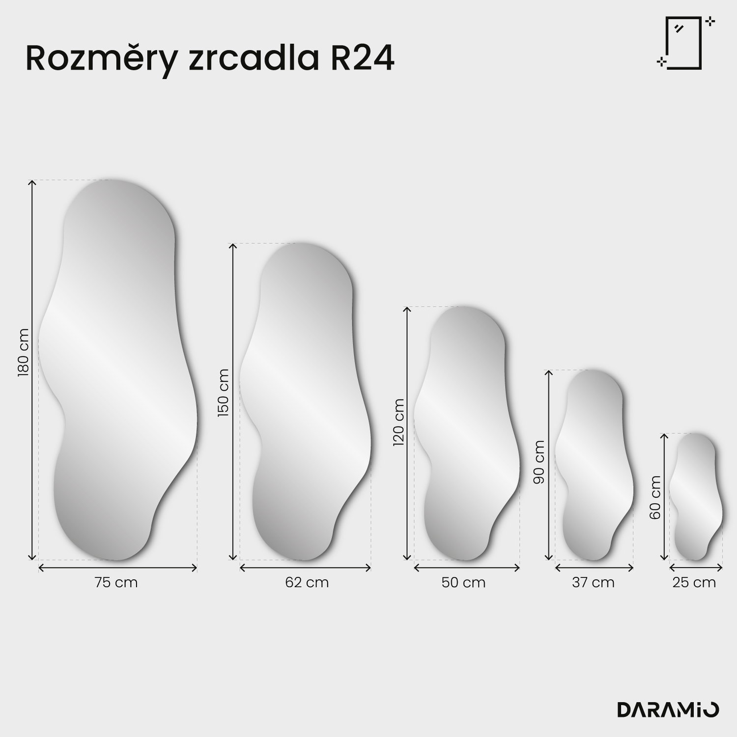 Zrcadlo Pure R24 25x60 cm