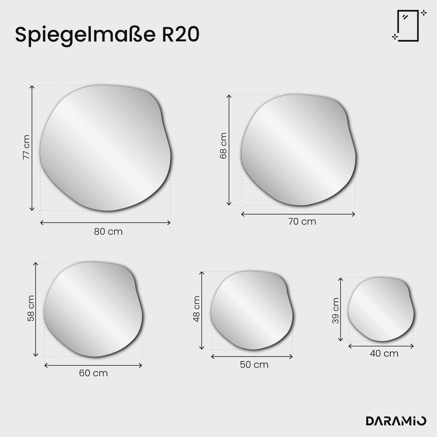 Spiegel – Pure Collection R20 50x48 cm