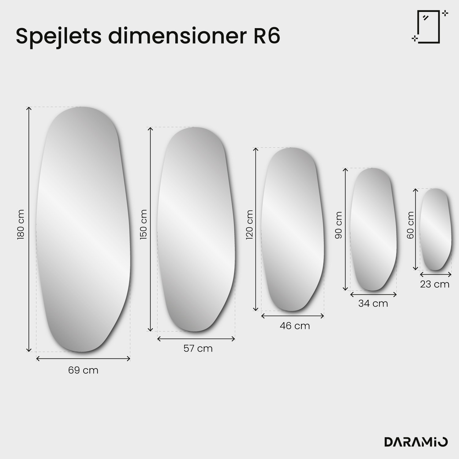 Ovalt facetslebet spejl – Pure Collection R6 23x60 cm