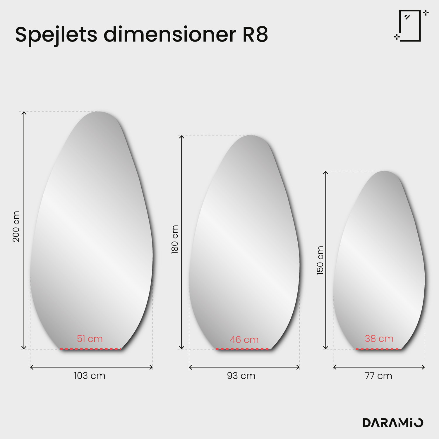Spejl – Pure Collection R8 77x150 cm