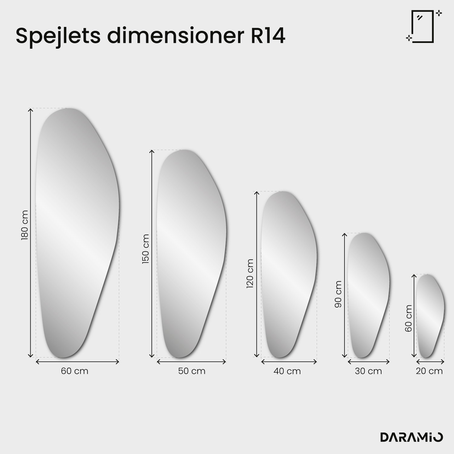 Spejl – Pure Collection R14 20x60 cm