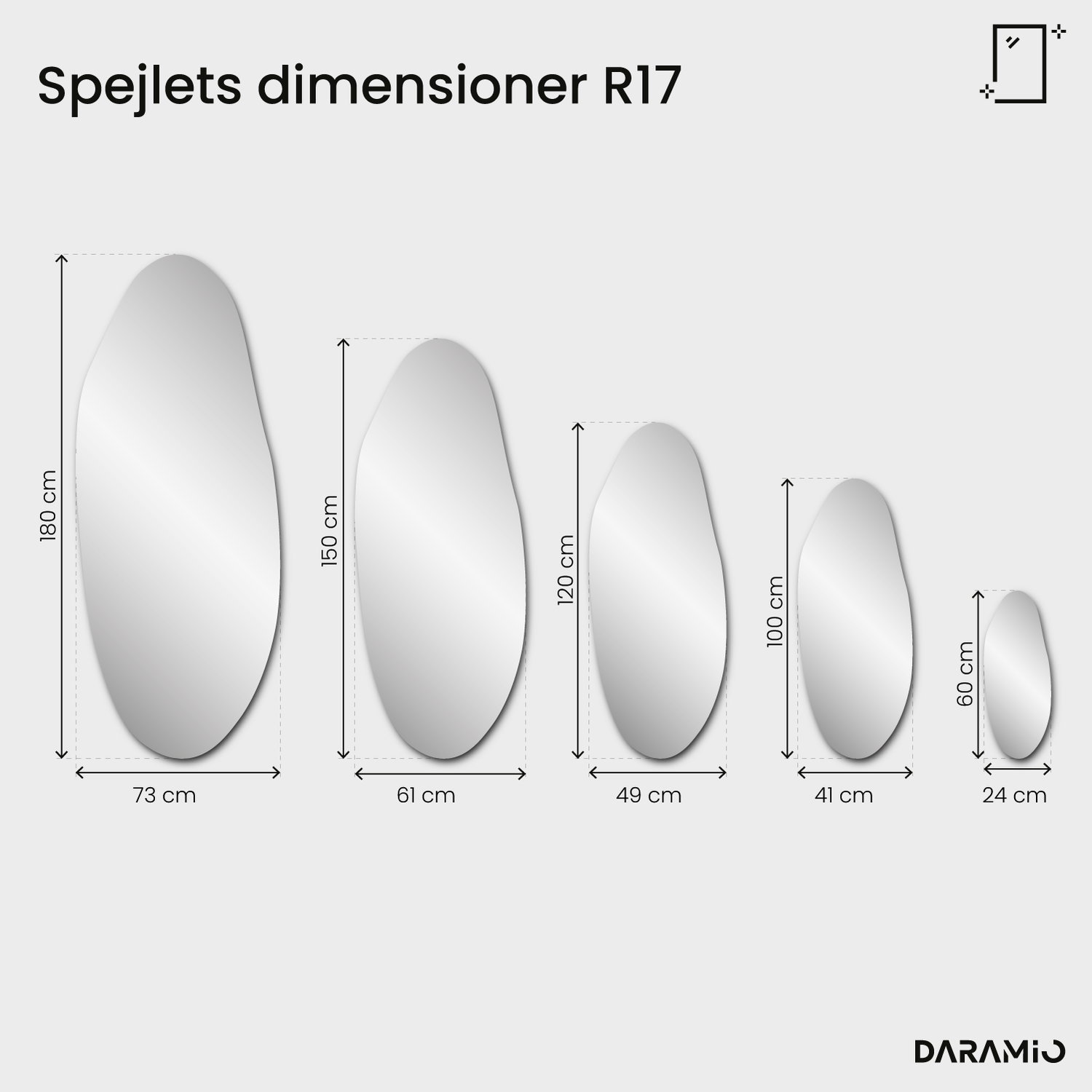 Spejl – Pure Collection R17 24x60 cm