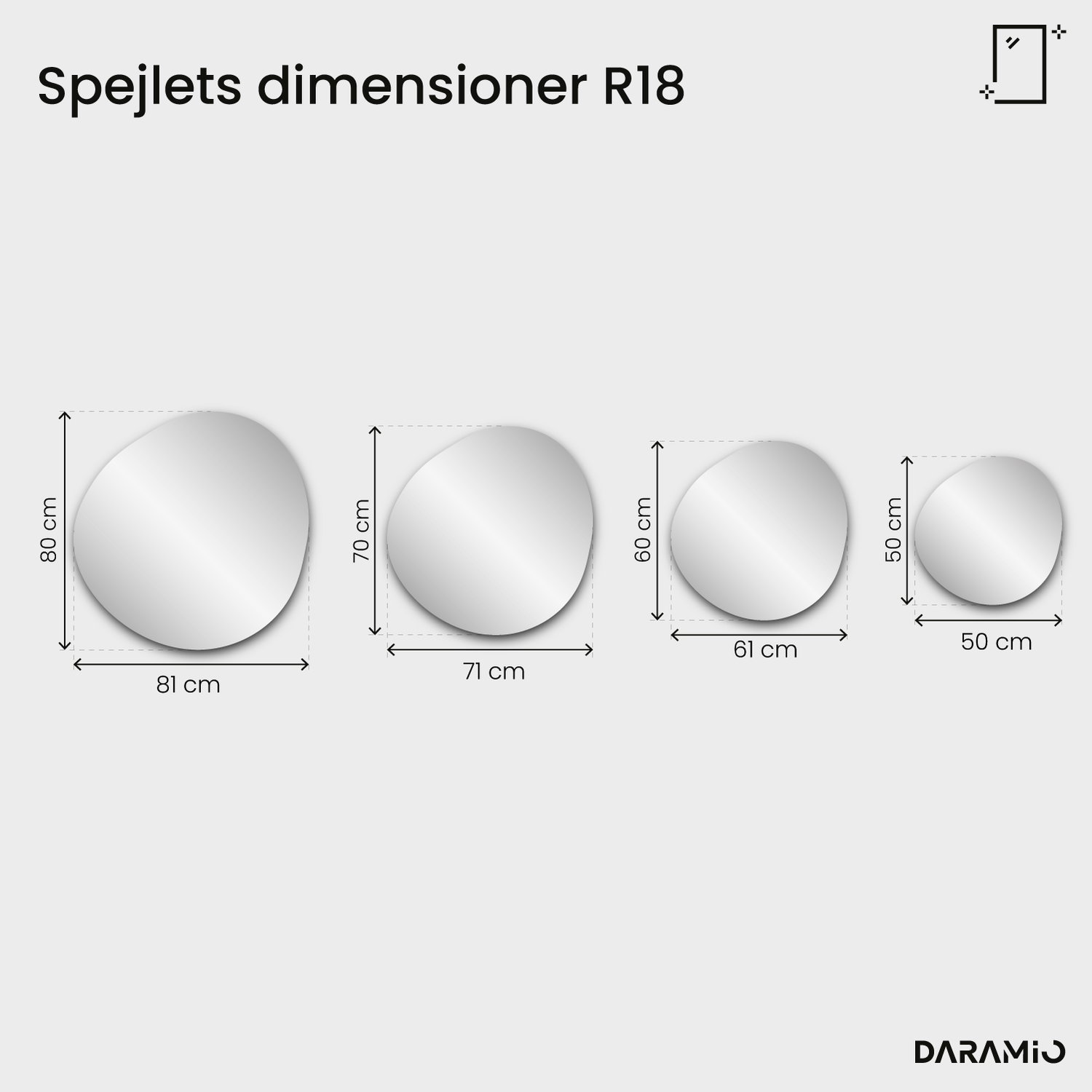 Spejl – Pure Collection R18 50x50 cm