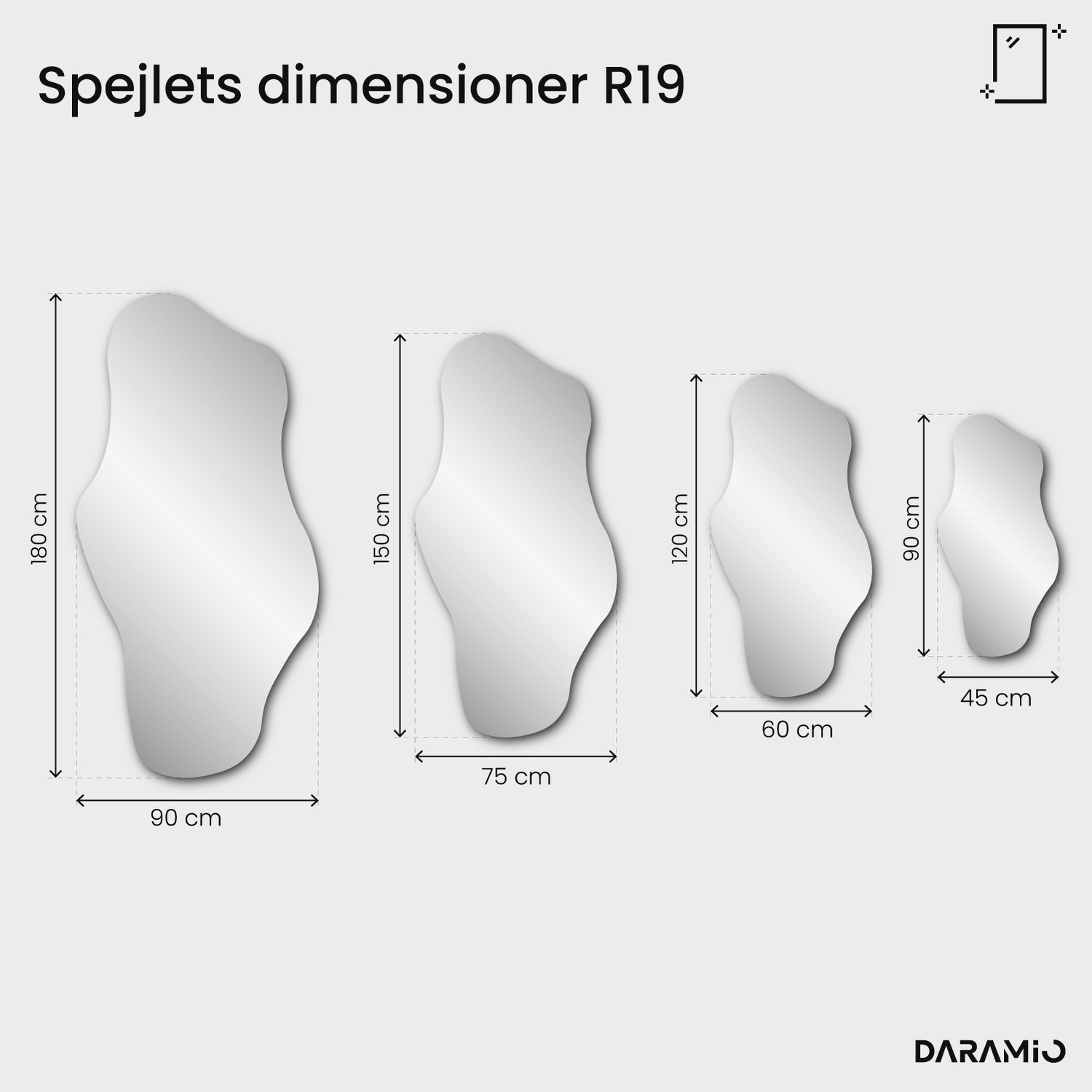 Organisk facetslebet spejl – Pure Collection R19 45x90 cm