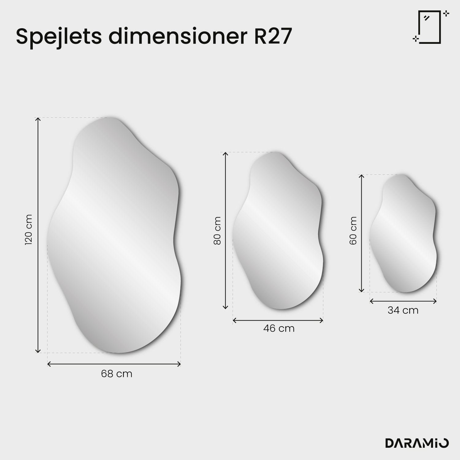 Spejl – Pure Collection R27 34x60 cm