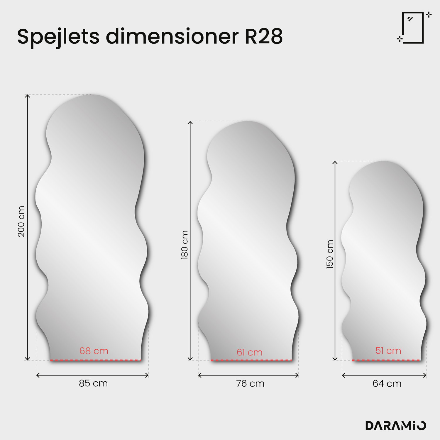 Spejl – Pure Collection R28 64x150 cm