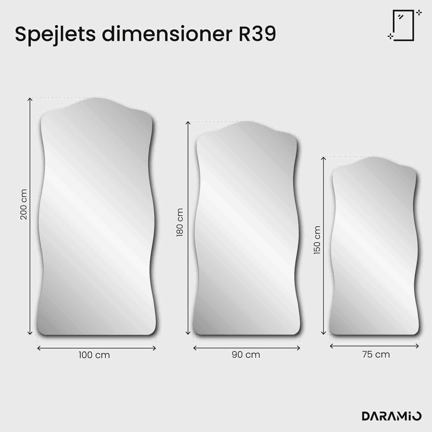 Spejl med antikt udtryk og patina – Pure Collection R39 75x150 cm