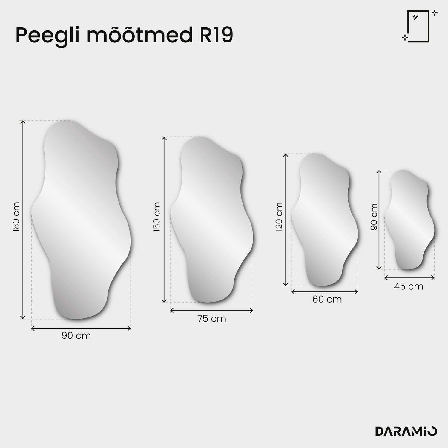 Erikujuline peegel faasiga – Pure Collection R19 45x90 cm
