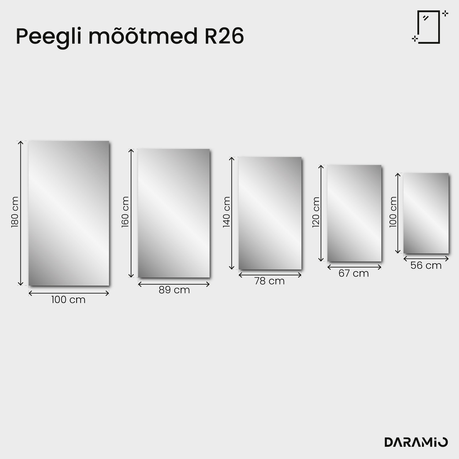 Ristkülikukujuline peegel faasiga – Pure Collection R26 89x160 cm
