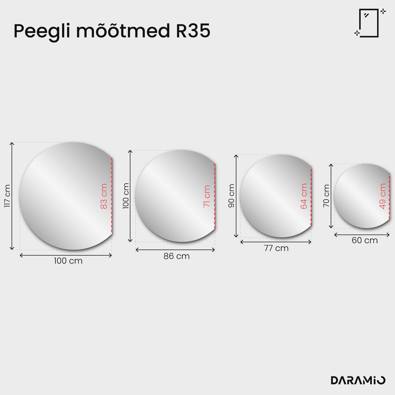 Pronksitoonis peegel – Pure Collection R35 60x70 cm