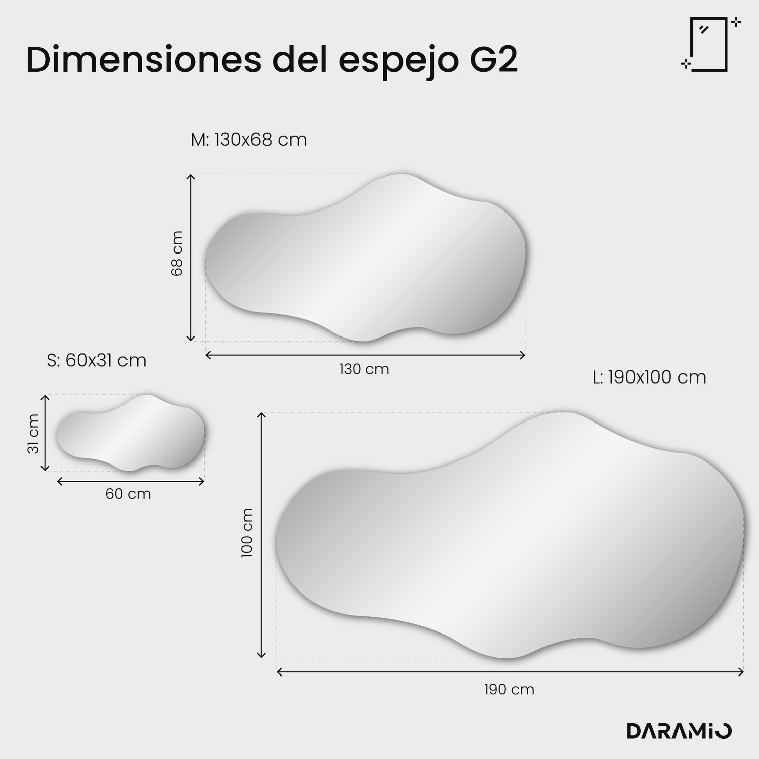 Espejo con luz en forma de nube G2 60x31 cm