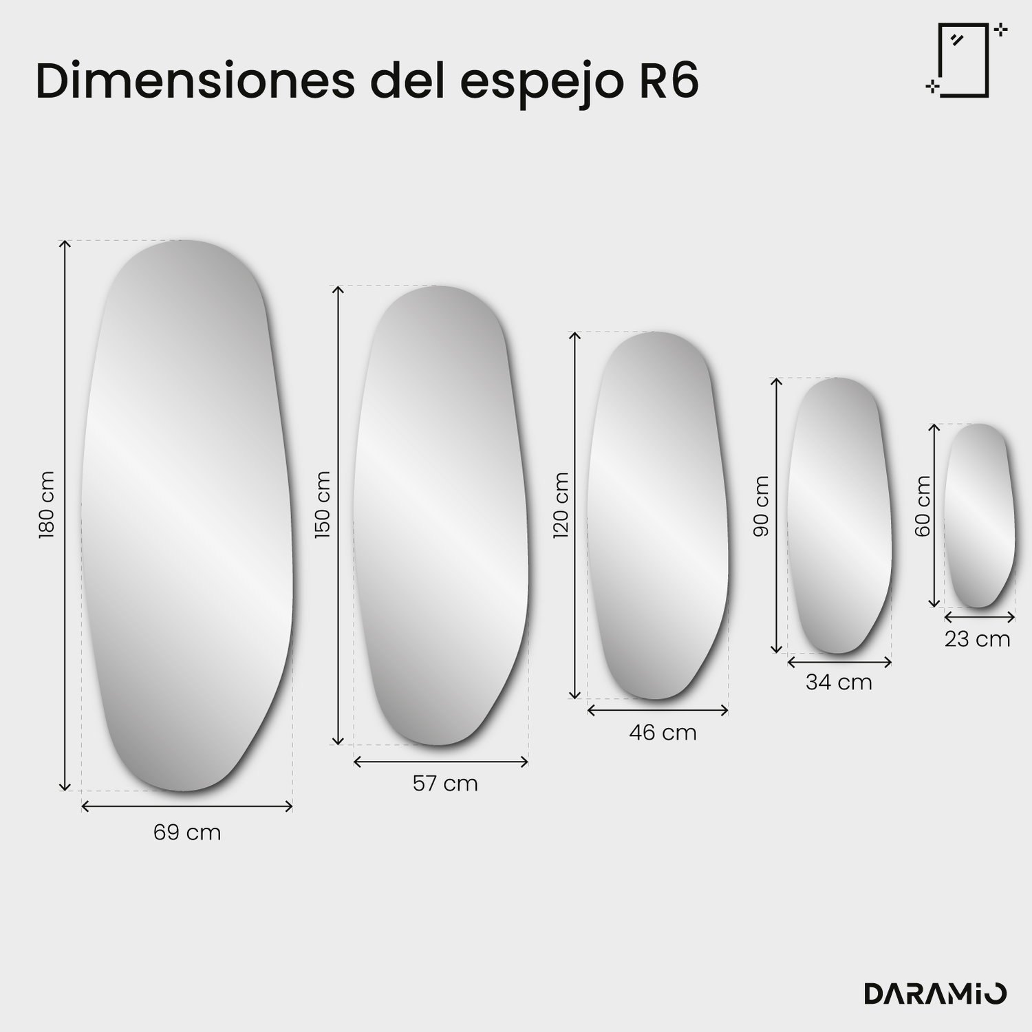 Espejo ovalado biselado Pure R6 23x60 cm