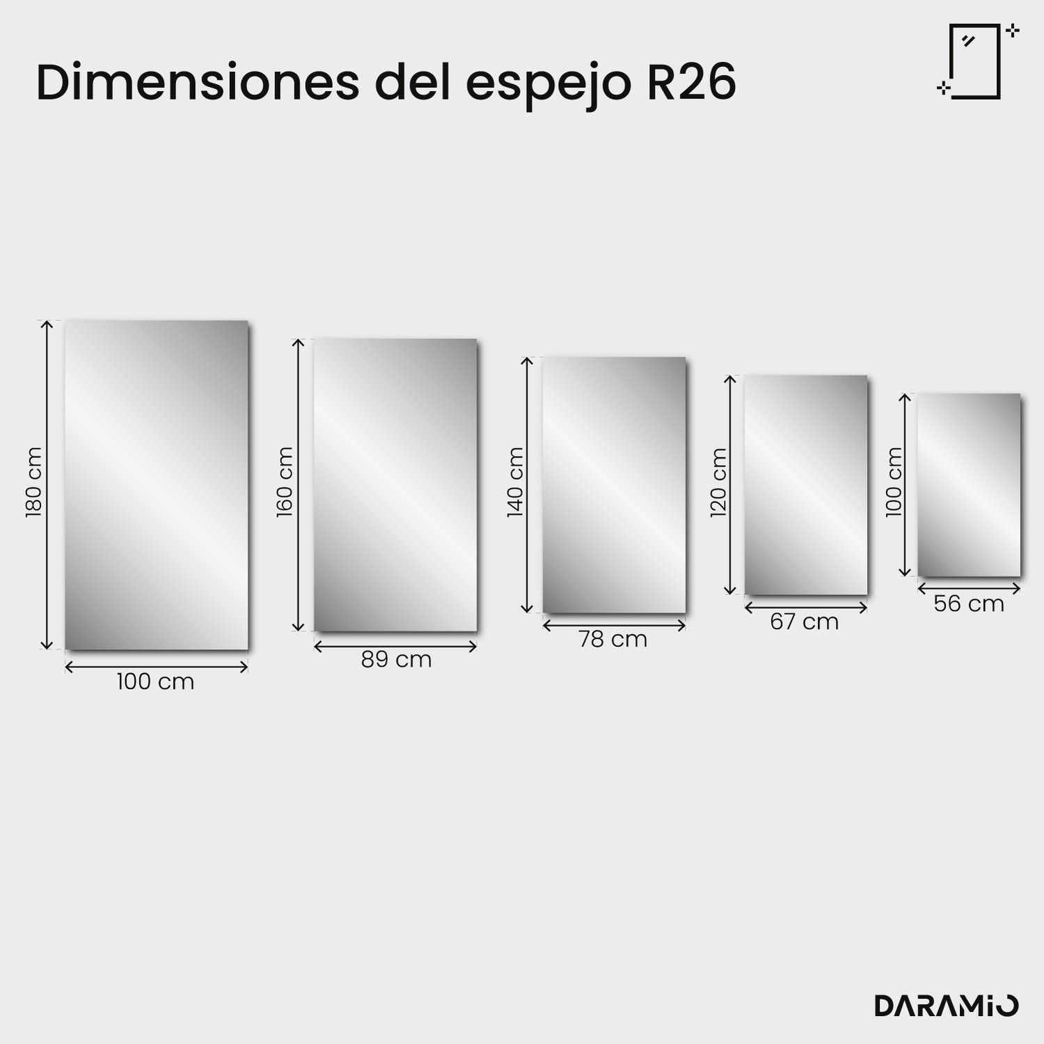 Espejo rectangular biselado Pure R26 56x100 cm