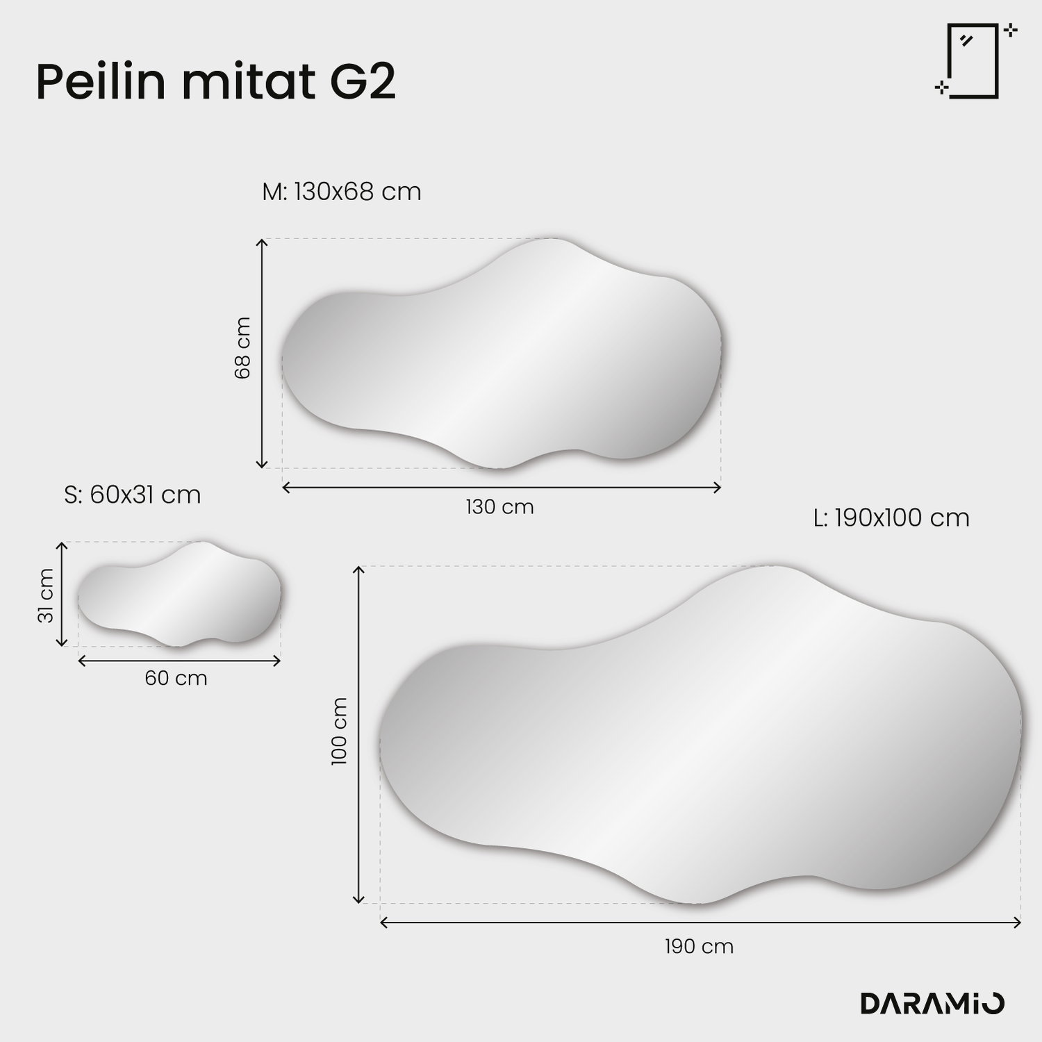 Pilvenmuotoinen LED-valopeili G2 60x31 cm