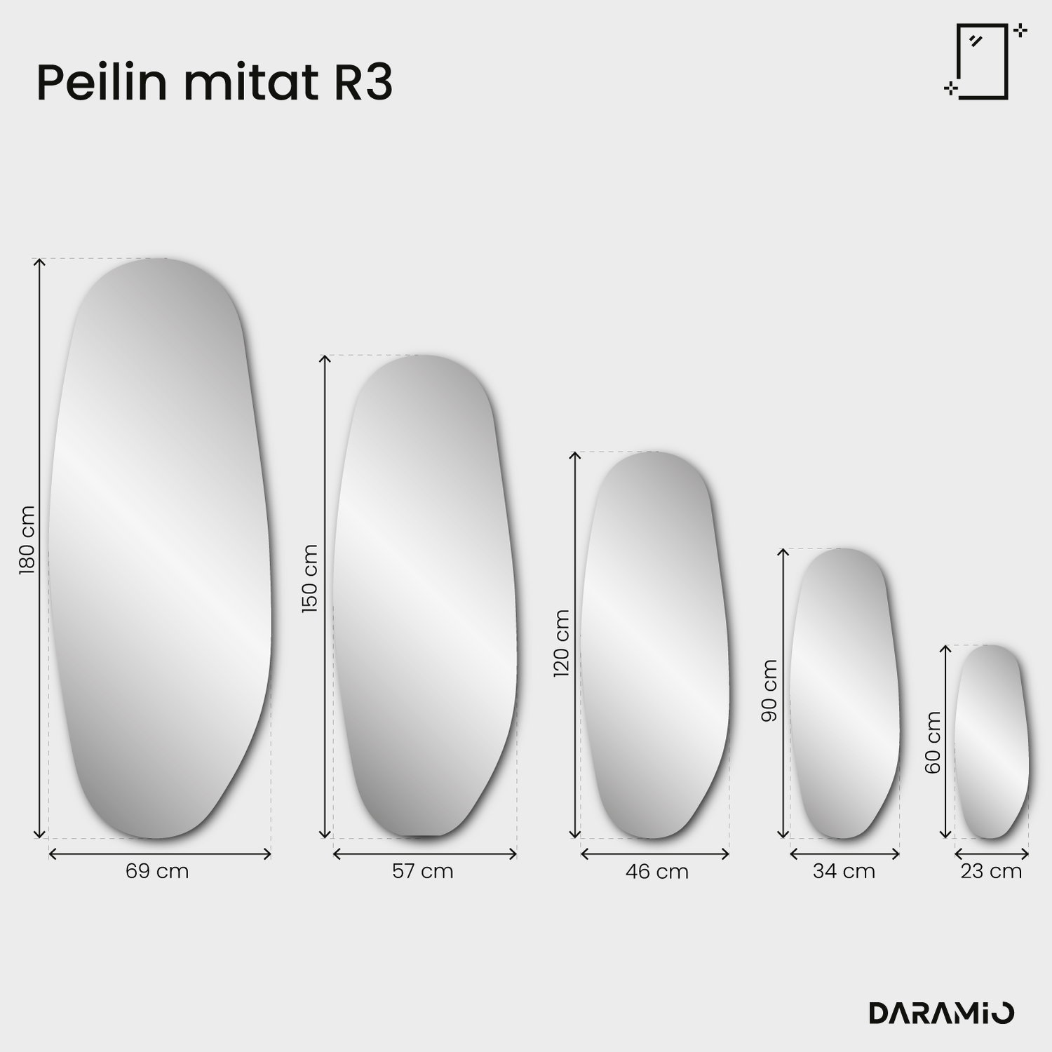 Pure R3 -peili 23x60 cm