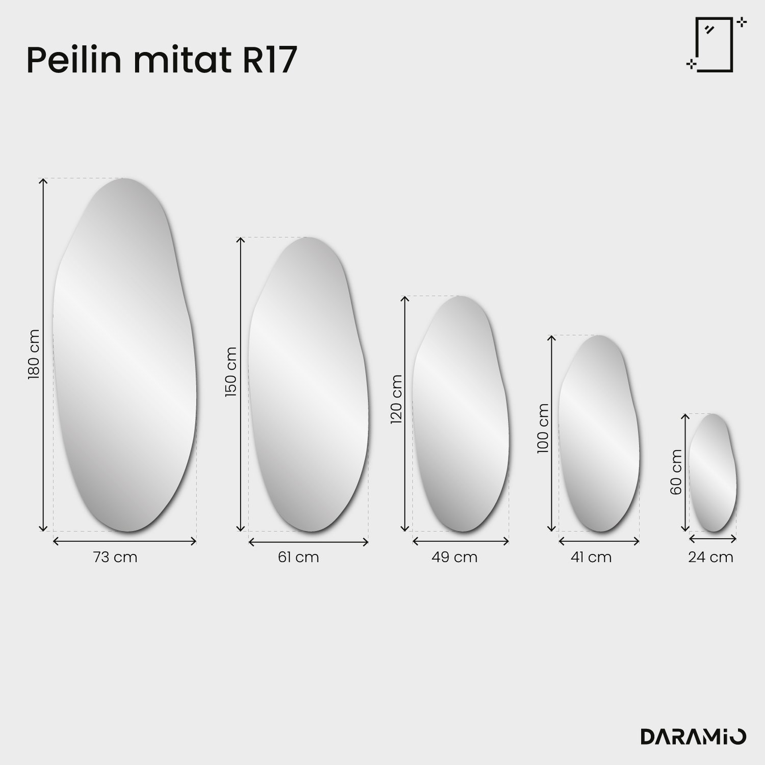 Pure R17 -peili 24x60 cm