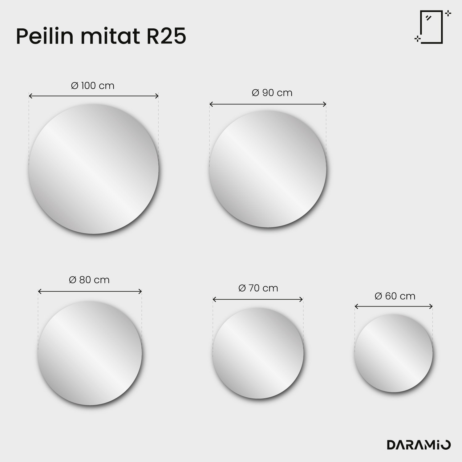 Pyöreä Pure R25 -peili 60x60 cm