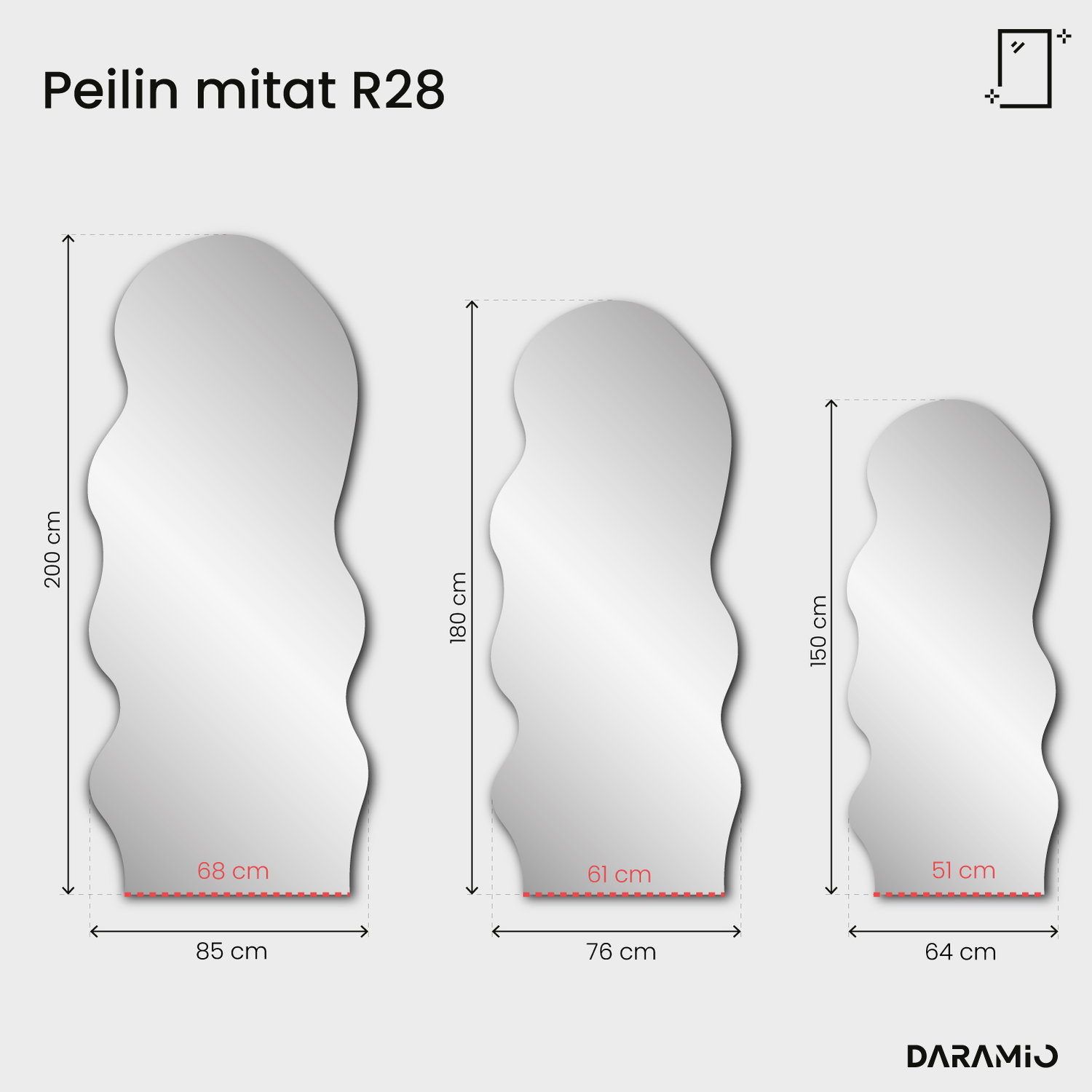 Pure R28 -peili 64x150 cm