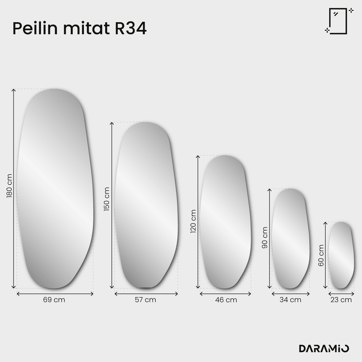 Pronssinen Pure R34 -peili 23x60 cm