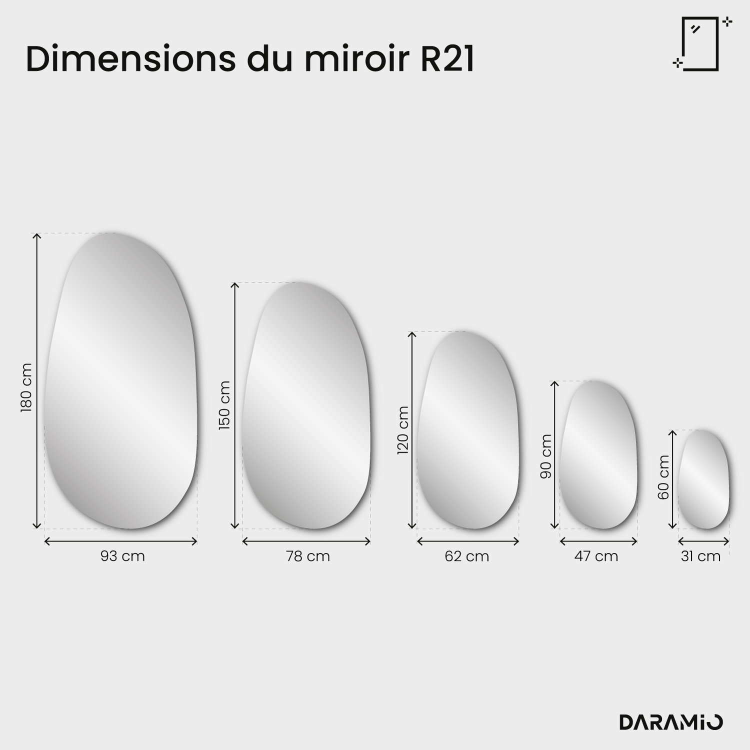 Miroir Pure R21 31x60 cm