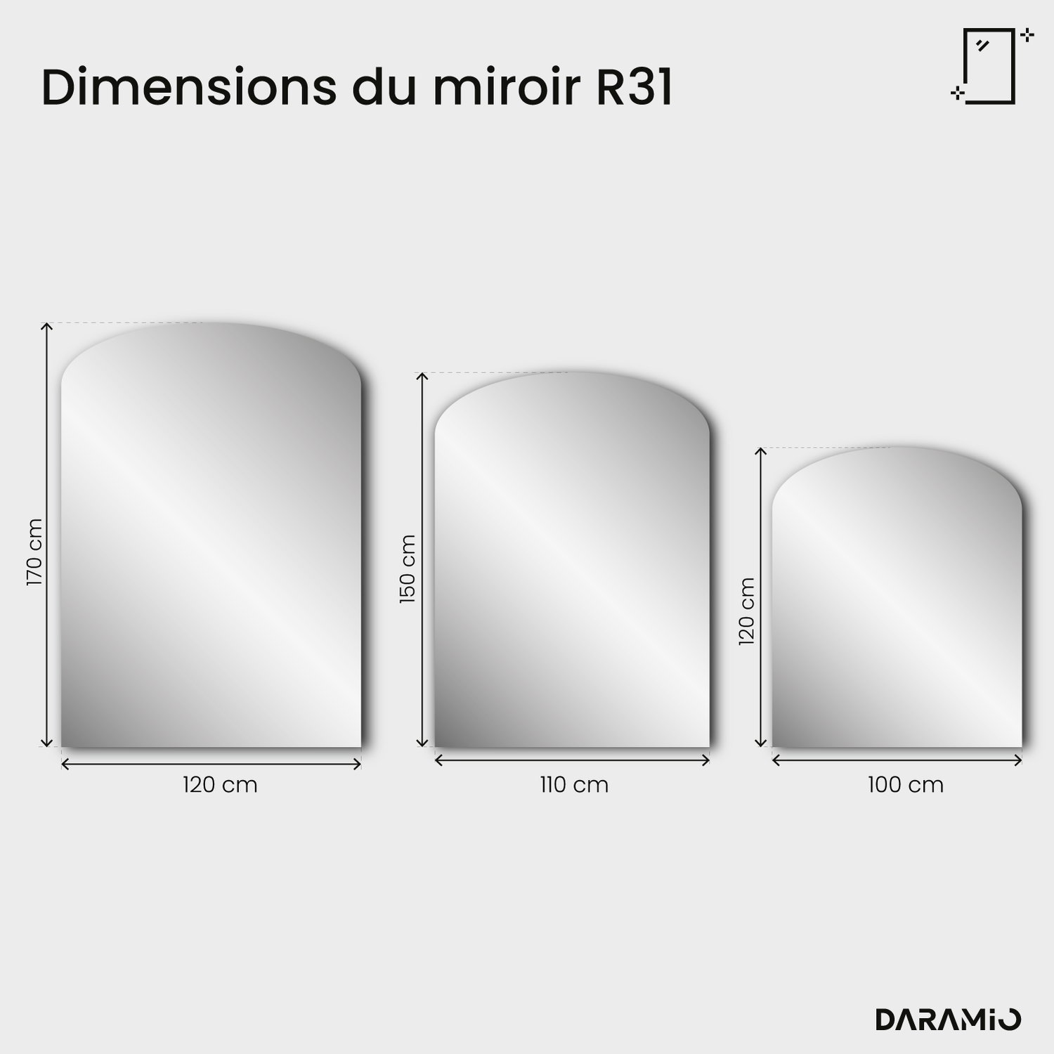 Miroir arche Pure R31 110x150 cm