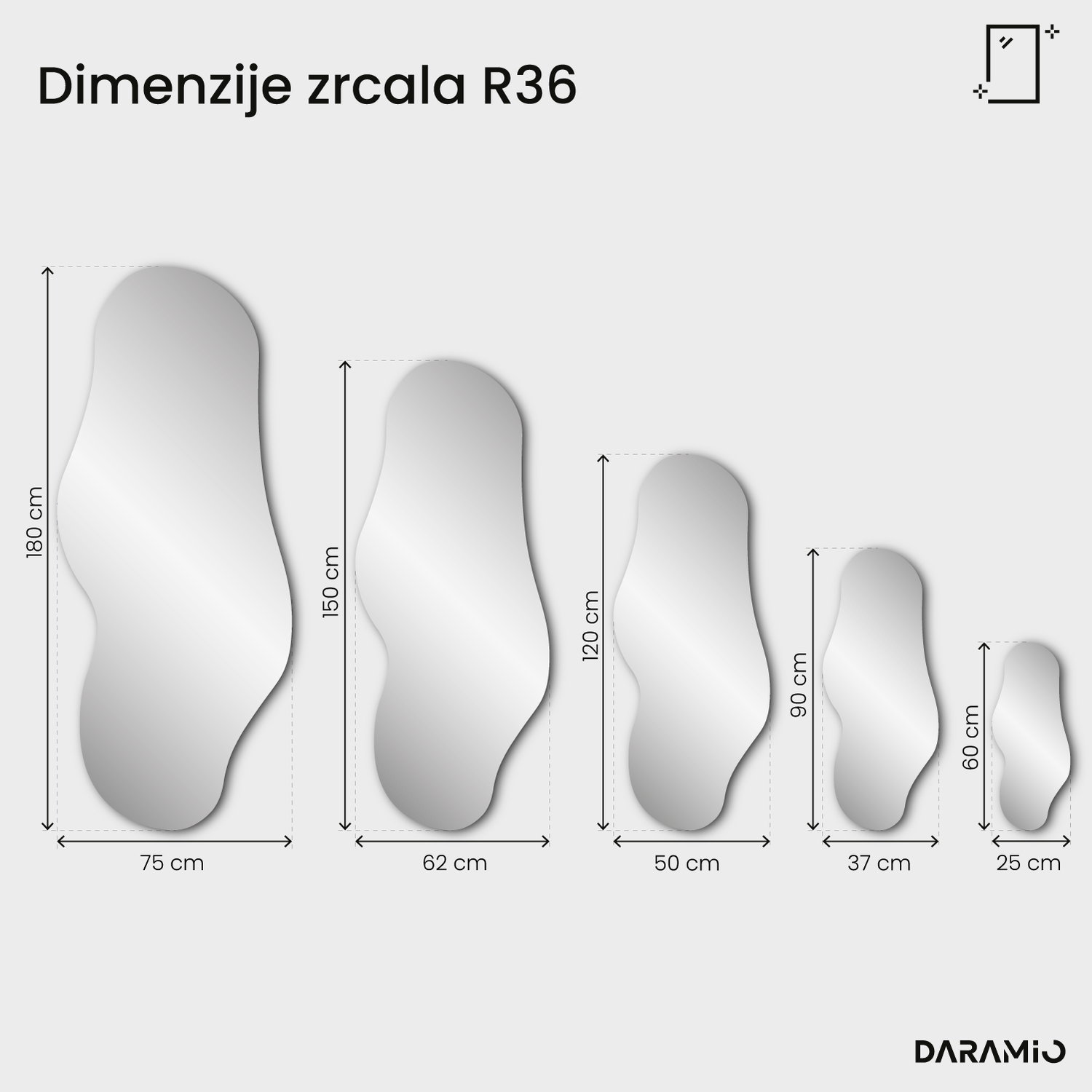 Brončano ogledalo Pure R36 25x60 cm