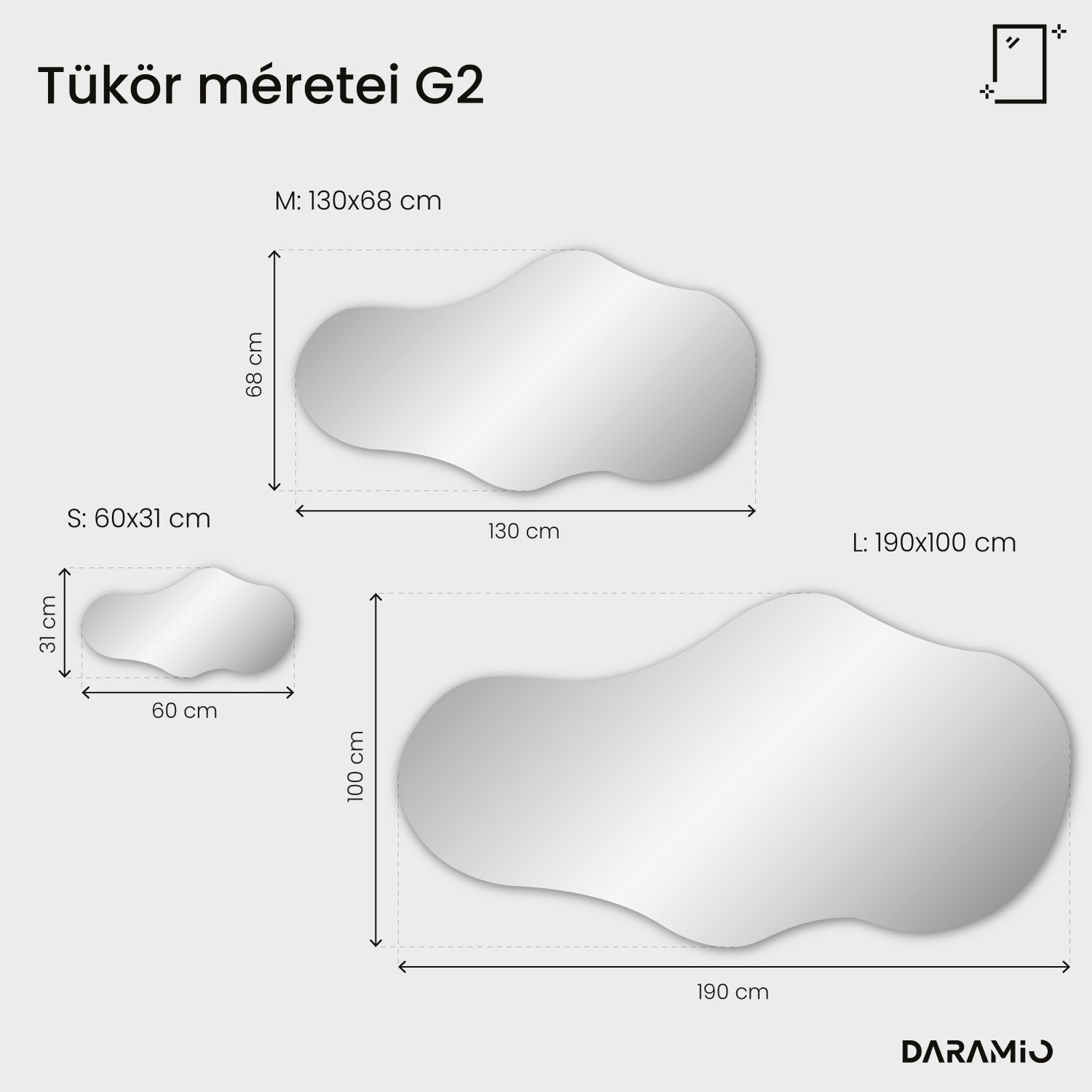 Felhő alakú tükör LED-világítással G2 60x31 cm