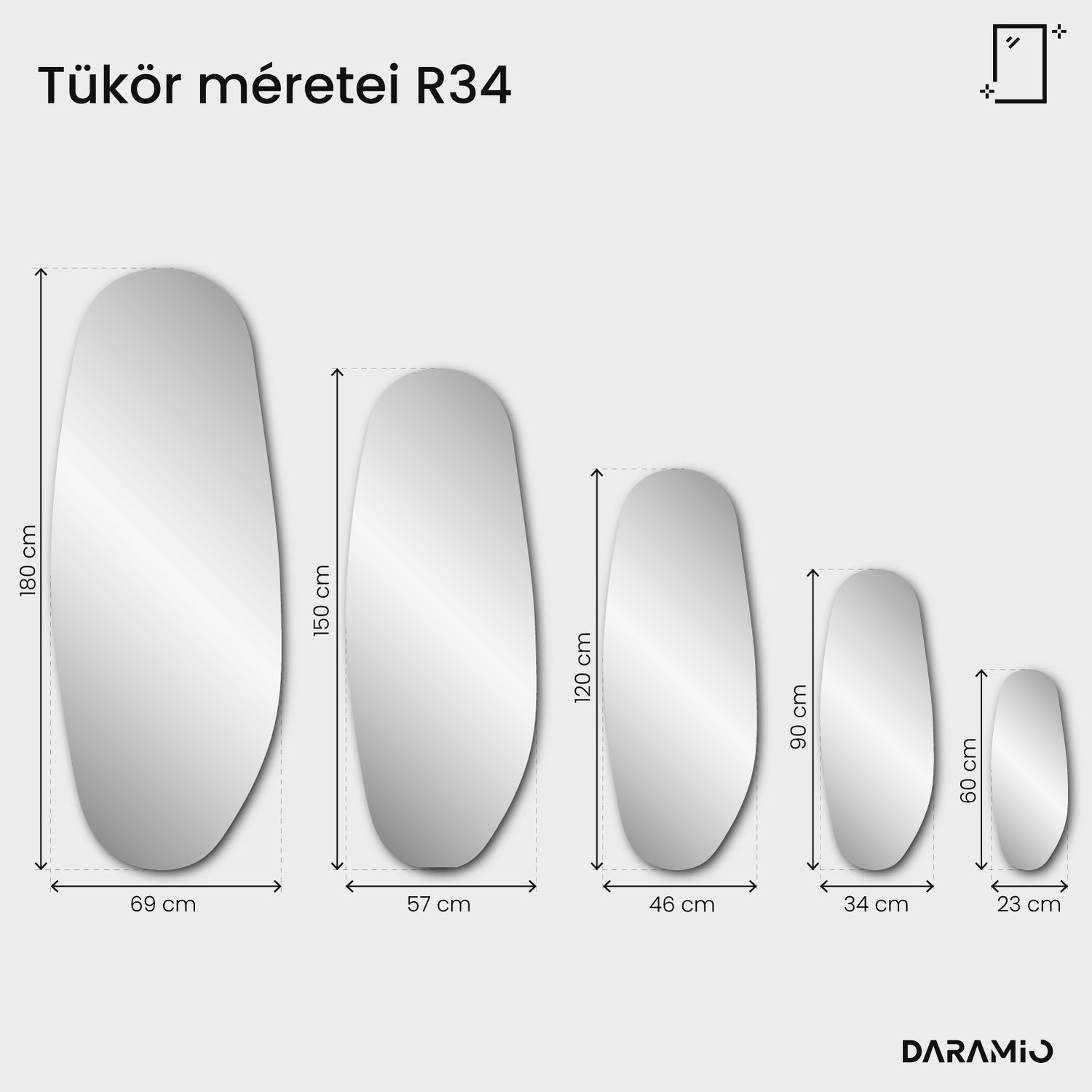 Bronz tükör – Pure Collection R34 34x90 cm